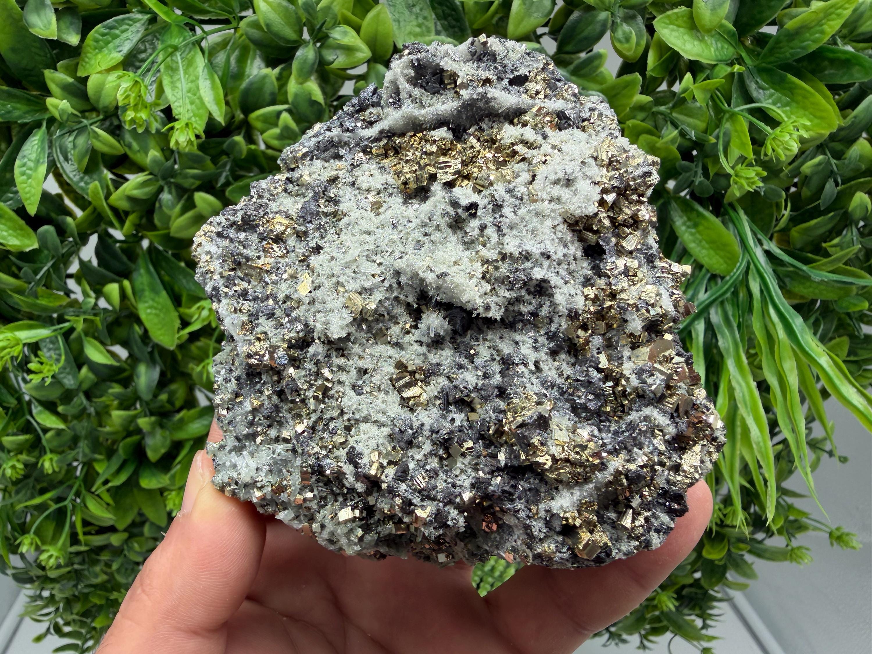Sphalerite Quartz Pyrite Mineral Specimen: Madan Bulgaria Rare Crystal