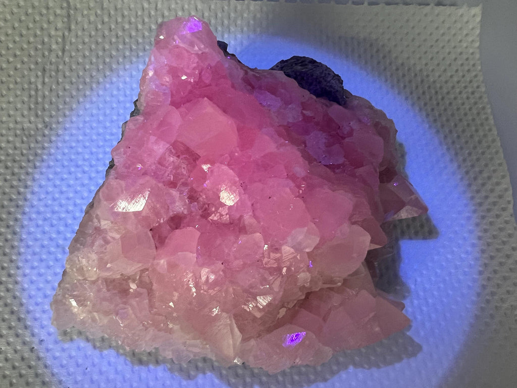 UV Reactive Mangano Calcite Crystal: Androvo Mine Bulgaria
