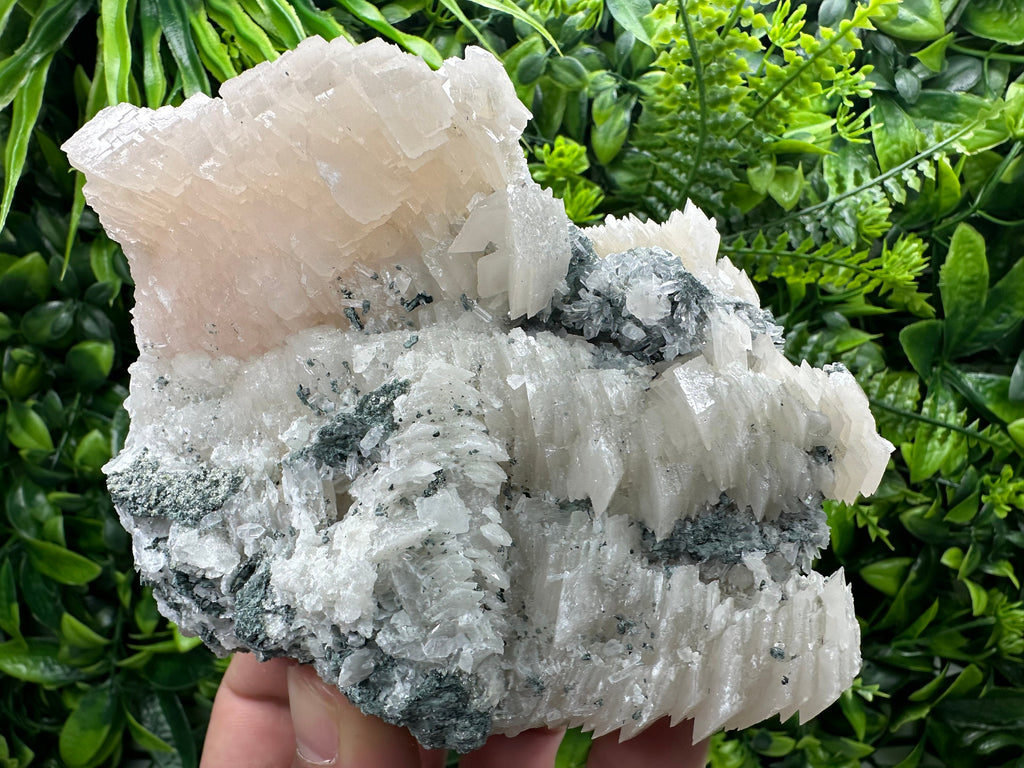 Calcite on Quartz Crystal: Borieva Mine, Bulgaria
