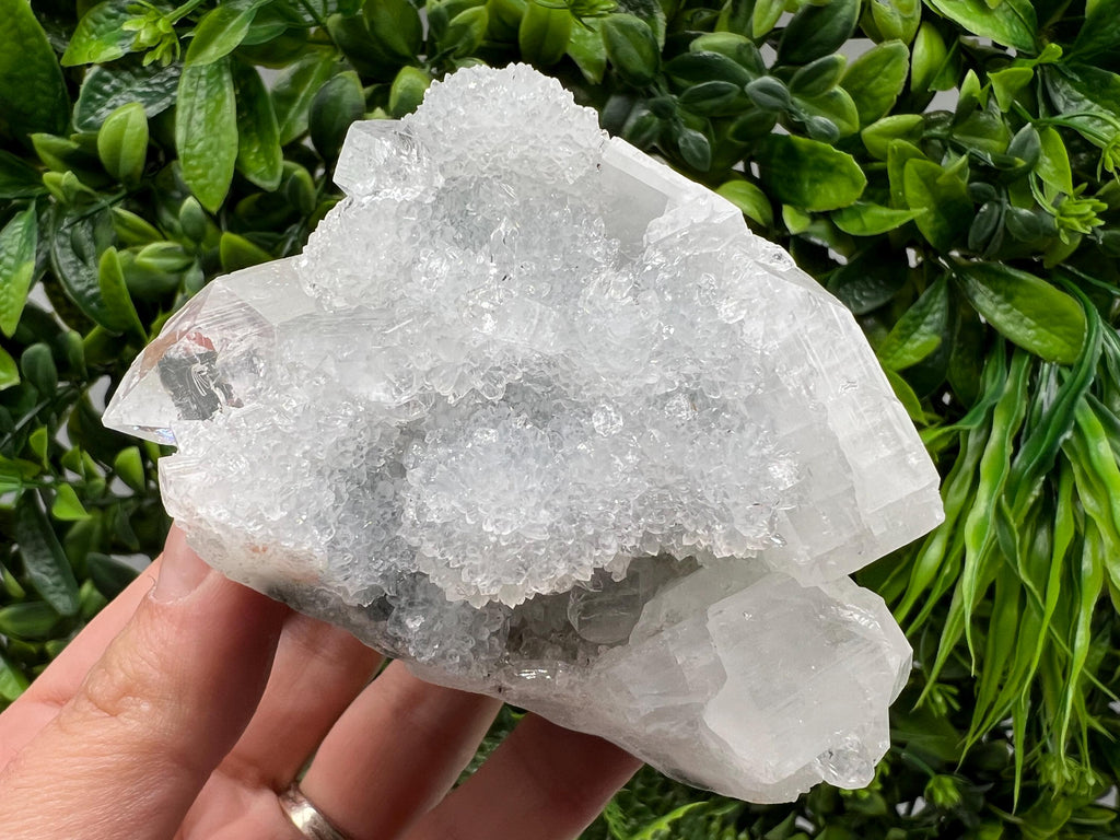 Transparent Apophyllite on Chalcedony, Natural Crystal Specimen, India Minerals