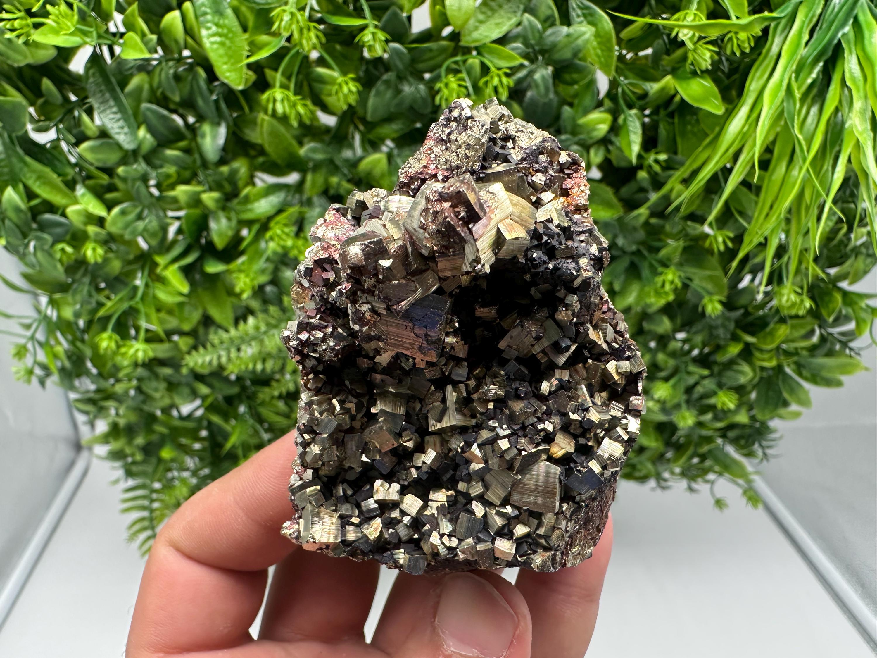 Rainbow Pyrite with Calcite, Natural Mineral Souvenir, Borieva Bulgaria