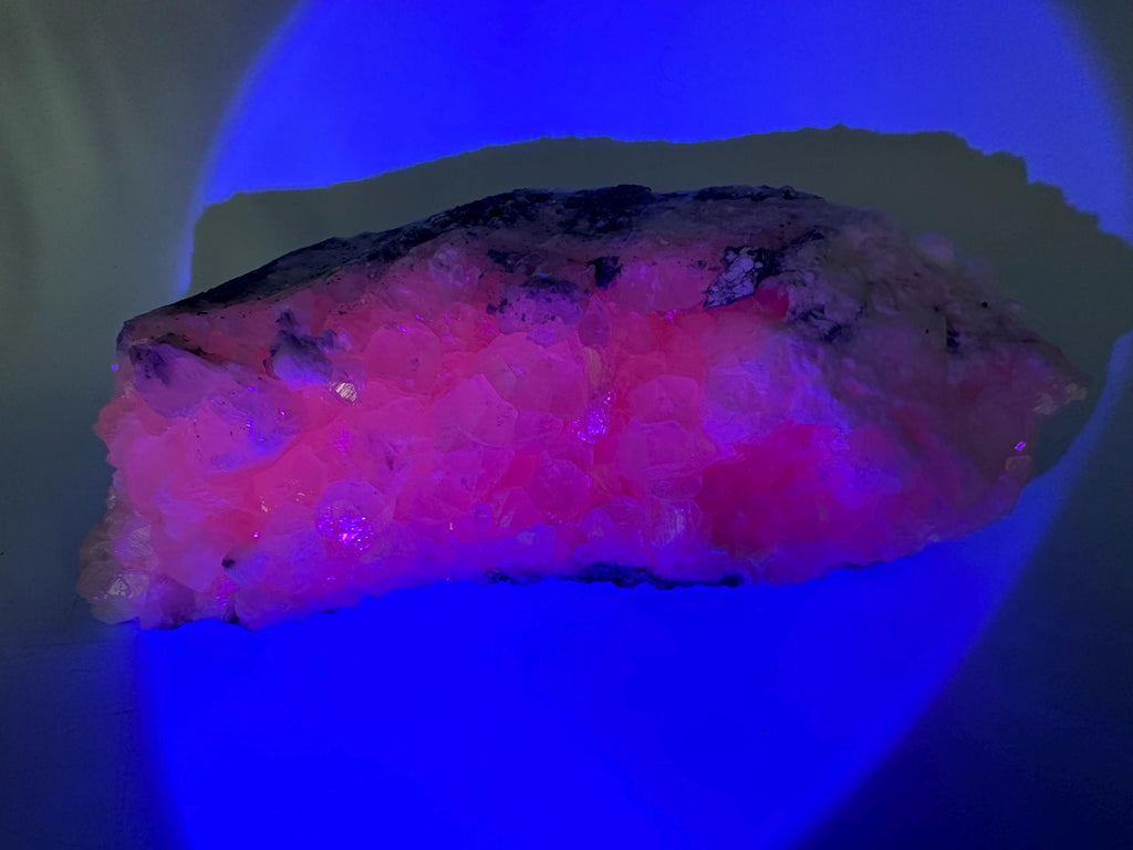 UV Reactive Mangano Calcite Crystal, Androvo Mine Bulgaria