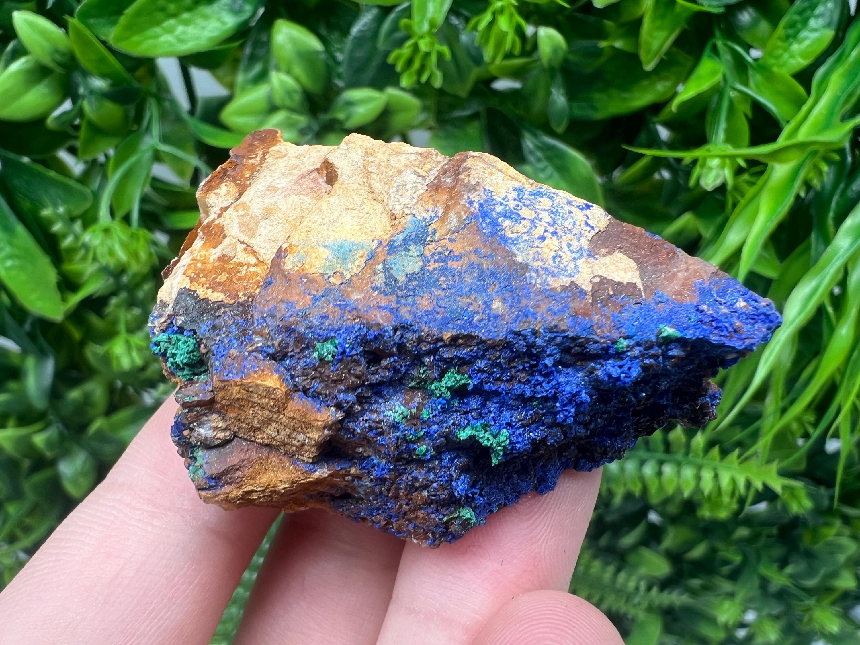 Moroccan Azurite and Malachite Mineral Specimen, Rare Crystal