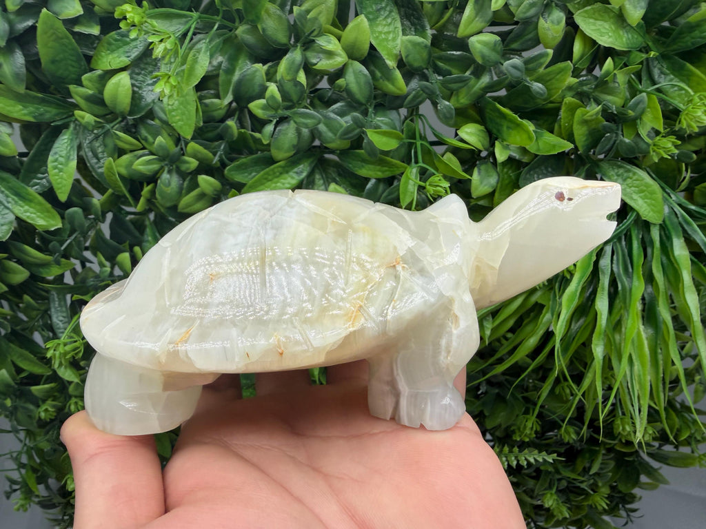 Green Onyx Turtle Figurine – Multigreen Onyx Crystal Animal, Harmony & Balance Decor