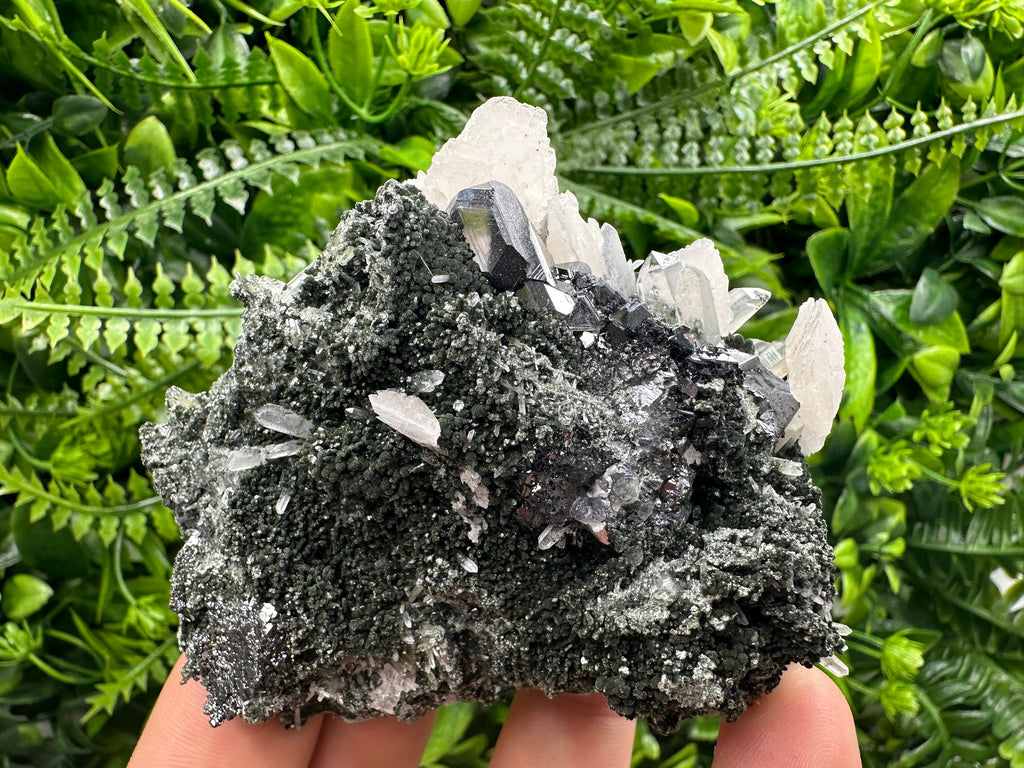 Sphalerite on Quartz: Natural Mineral Specimen, Home Decor Stone