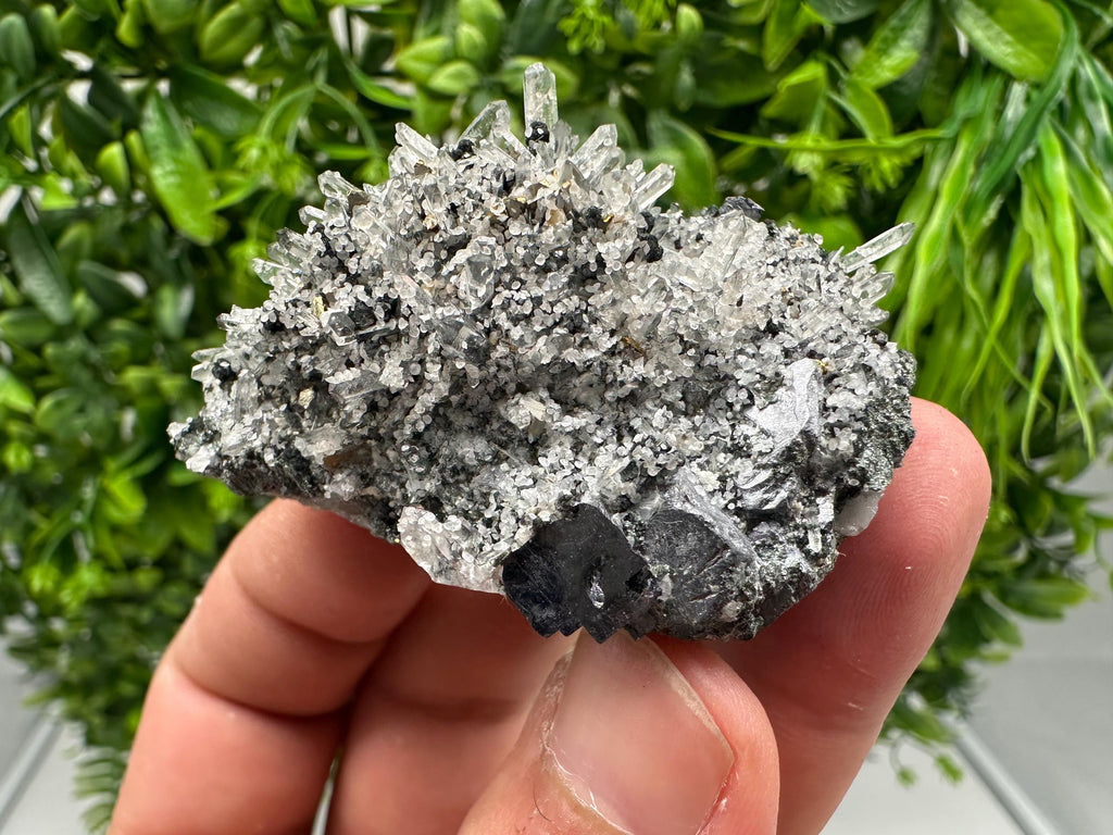 Lovely Galena on Quartz whit Calcite,Pyrite from Borieva mine,Madan,Bulgaria,Natural,Collection minral specimen,crystal,Metaphysical,Geology