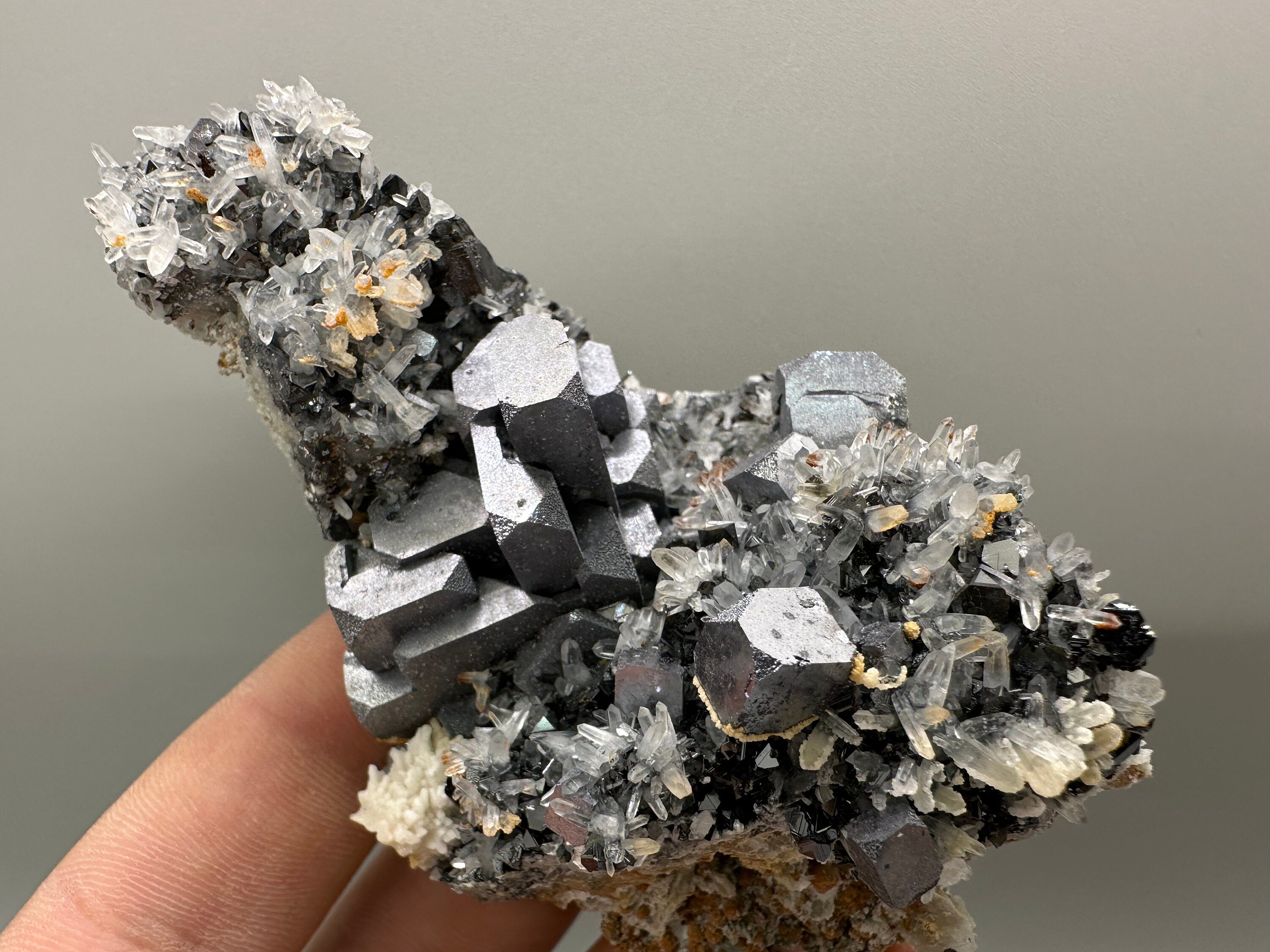 Galena Sphalerite Calcite on Quartz Specimen, Bulgaria Crystal