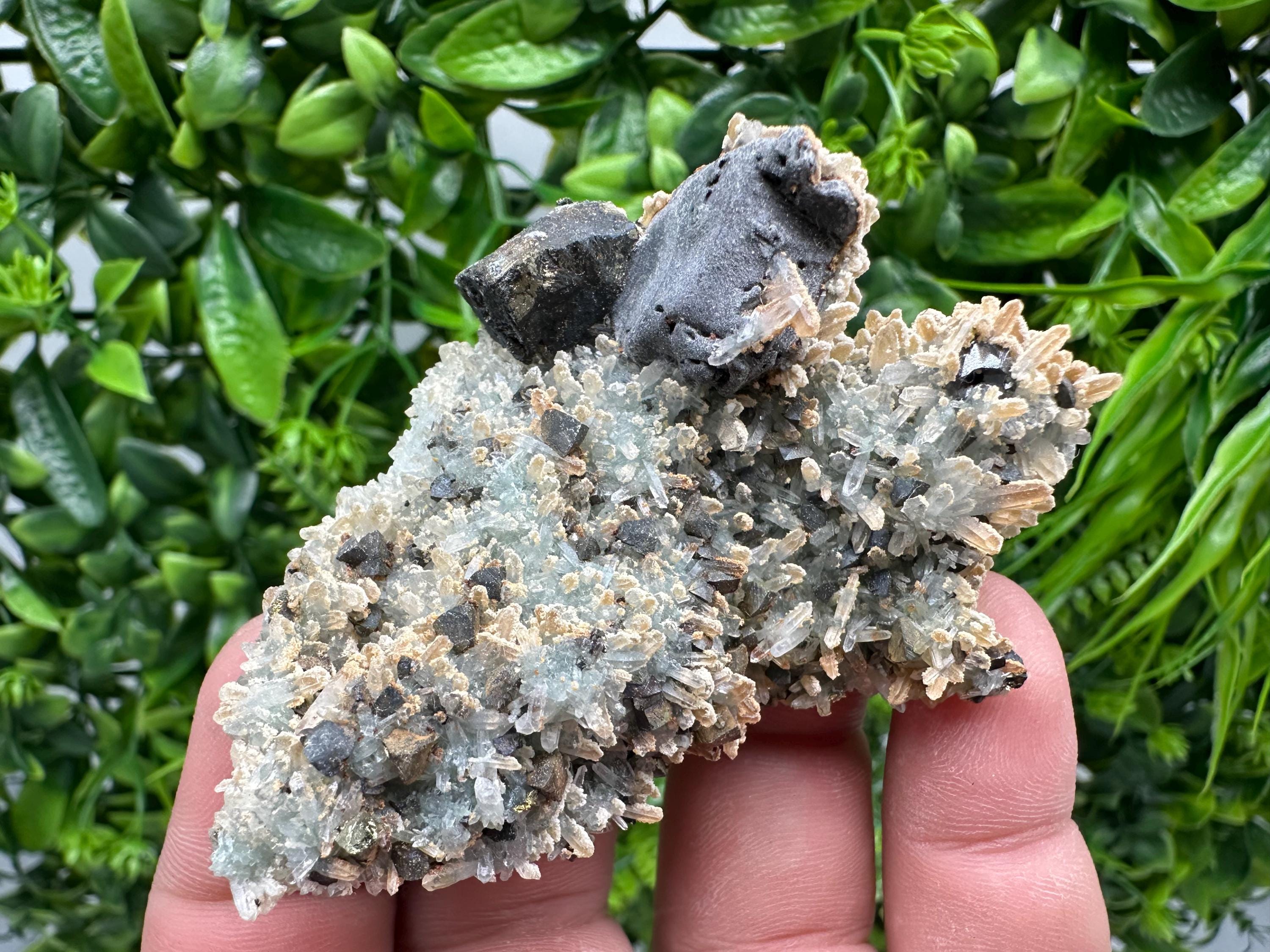 Skeletal Galena with Sphalerite and Calcite - Madan, Bulgaria
