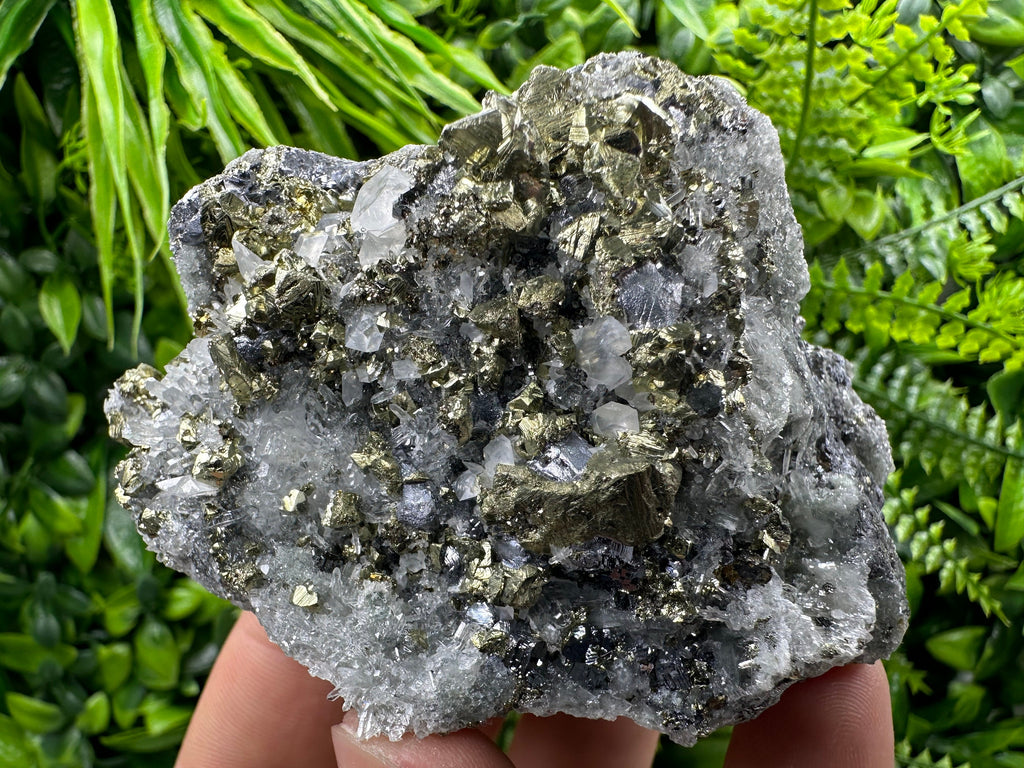 Chalcopyrite Galena on Quartz with Chlorite - Madan Bulgaria Crystal Decor