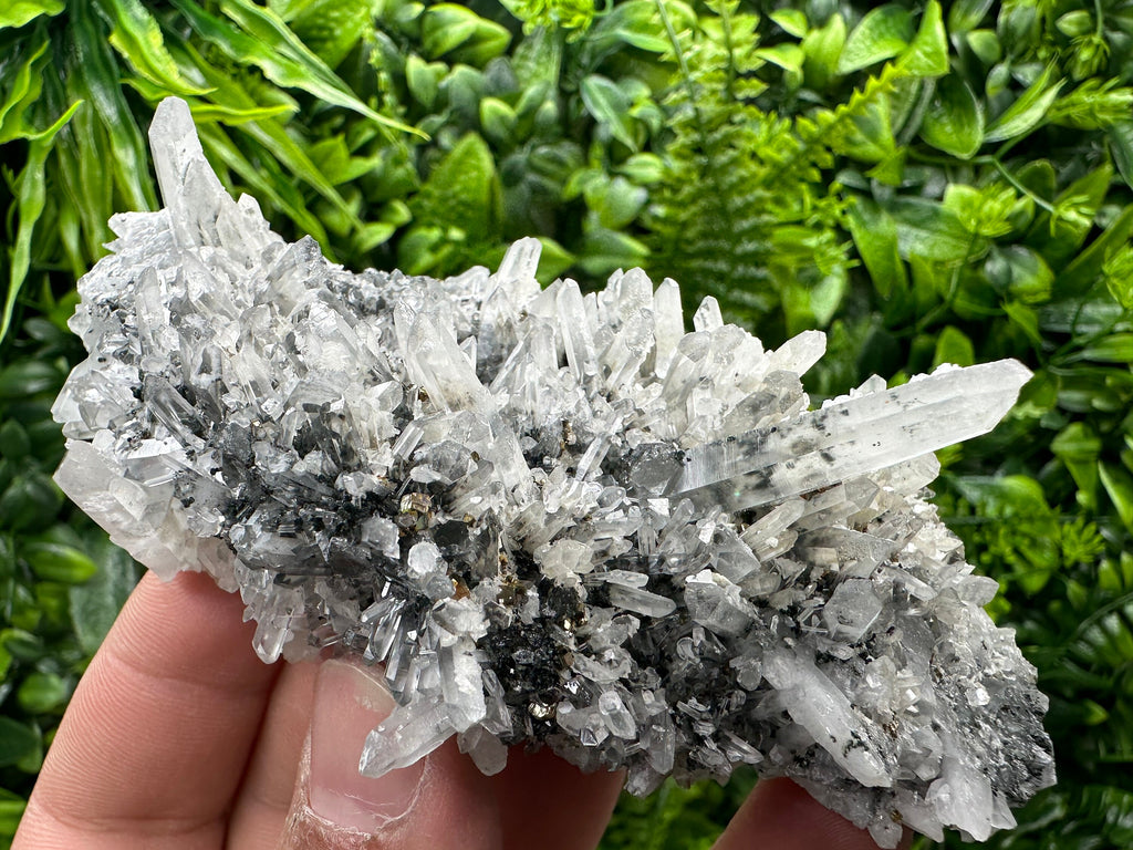 Pyrite on Quartz with Calcite, Borieva Mine Crystal Specimen