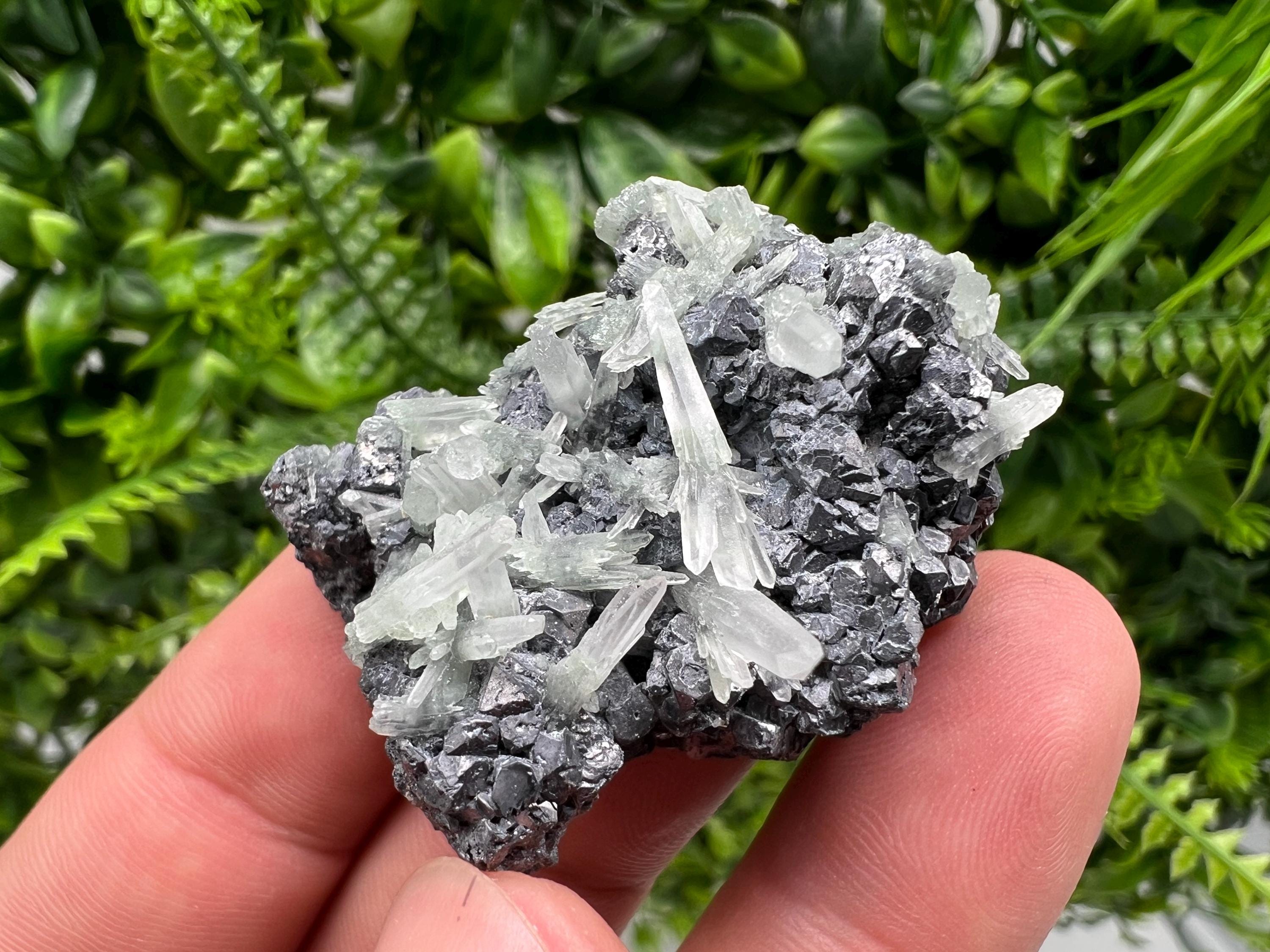 Galena with Green Quartz, Bulgarian Mineral Specimen, Crystal Decor