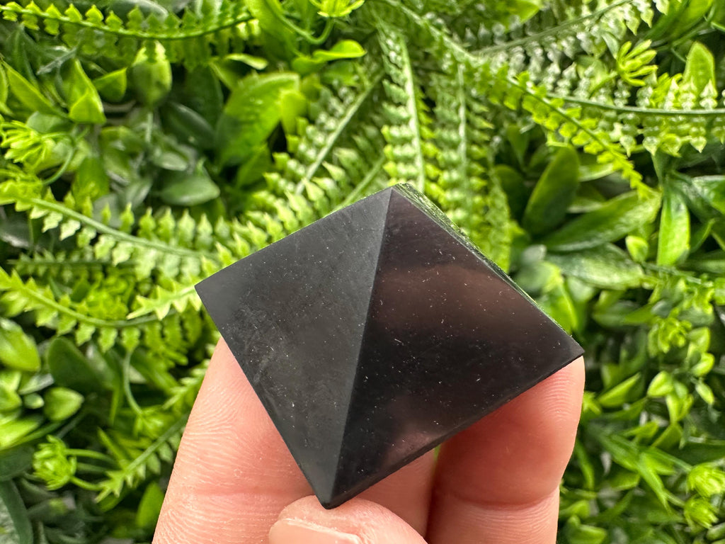 Shungite Pyramid (3cm): Polished EMF Protection Crystal