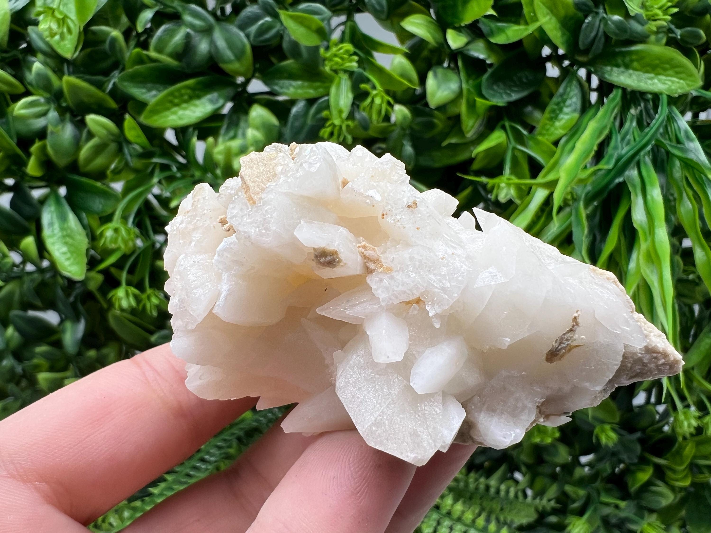 Calcite on Green Quartz: Djurcovo Mine, Bulgaria Healing Crystal