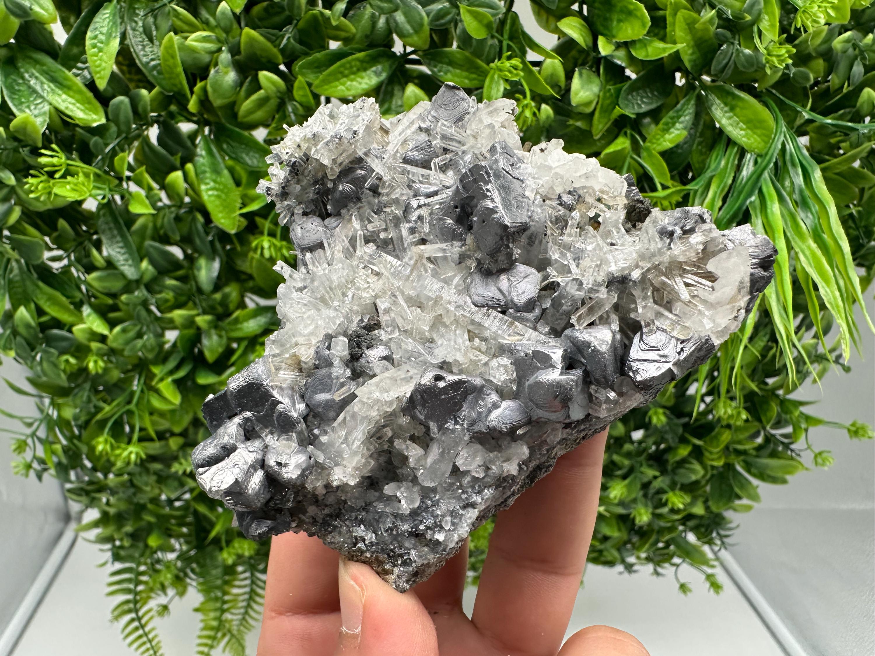 Amazing Galena spinel law on Quartz whit Siderite,from Krushev dol mine,Bulgaria,natural,collection mineral specimen,home decor crystal,souv