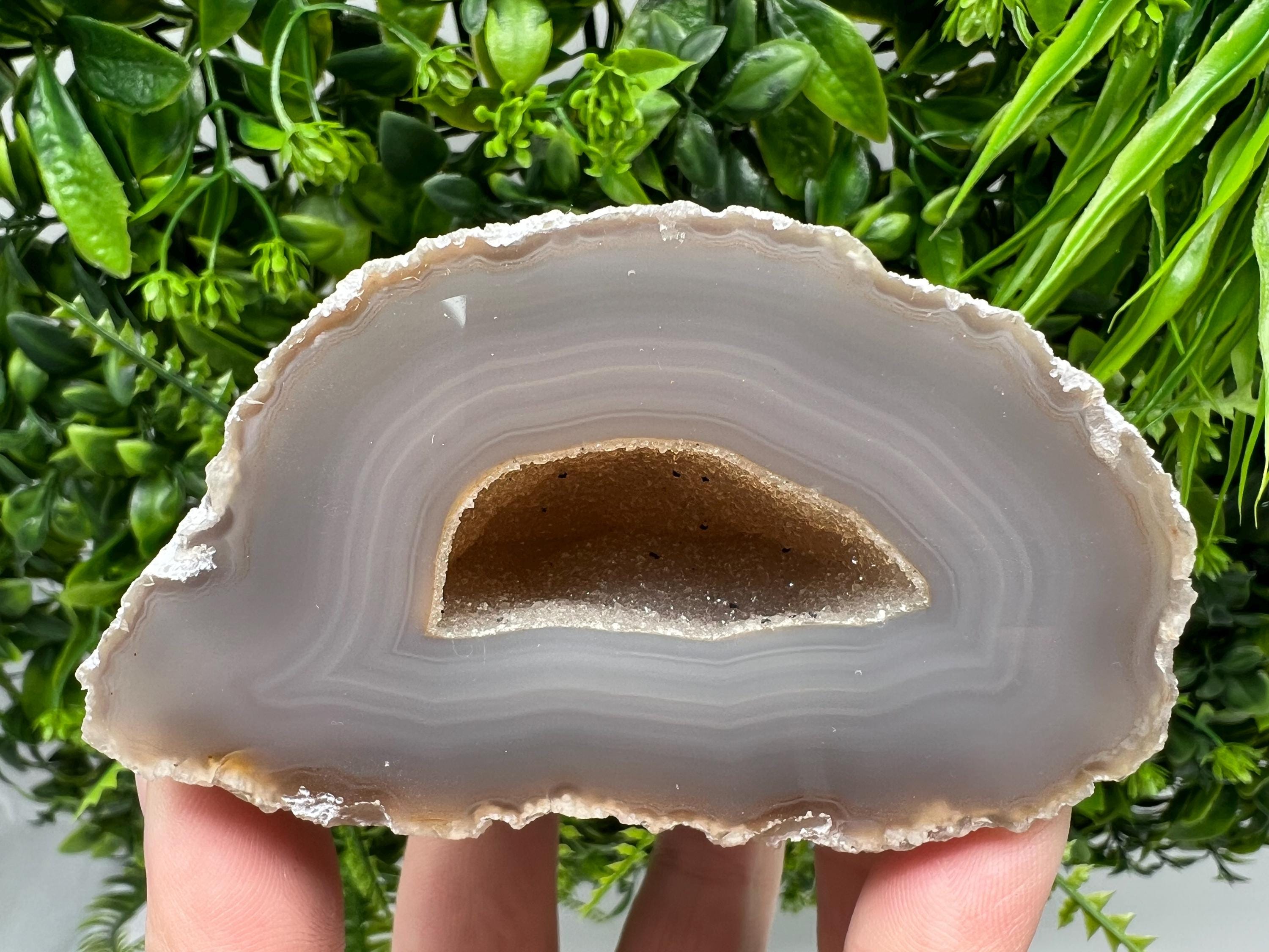 Natural Agate Geode: Blue Quartz Crystal Druzy