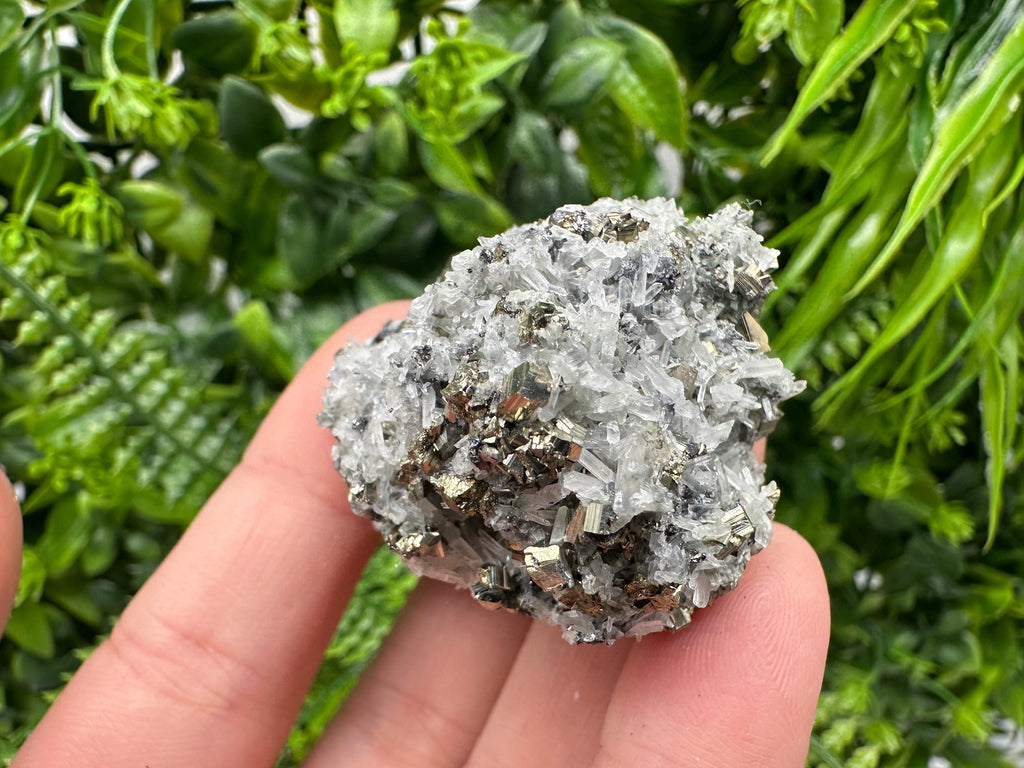 Pyrite on Green Quartz Mineral Specimen, Borieva Mine, Bulgaria