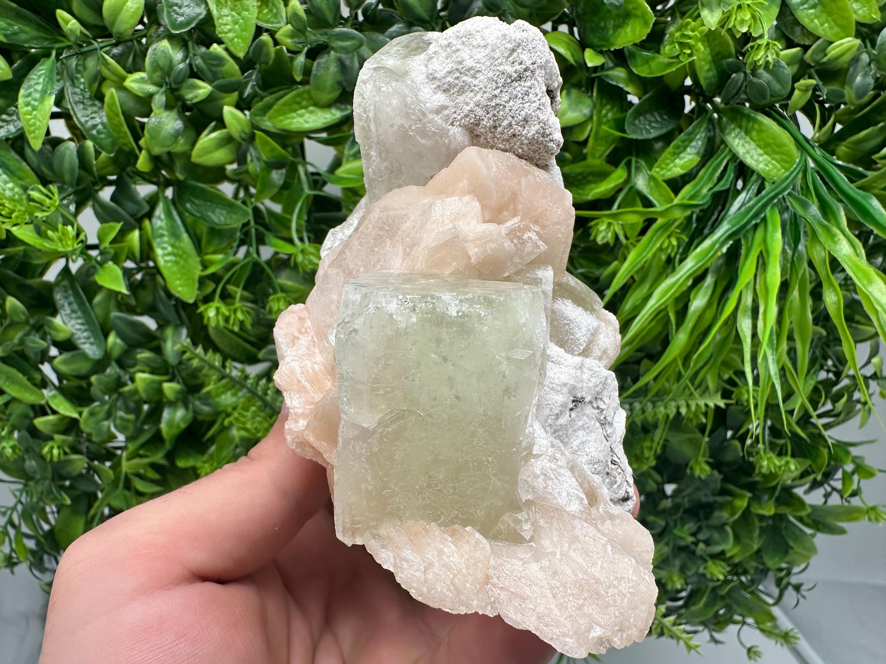 Apophyllite Stilbite on Chalcedony, India Crystal Mineral Specimen