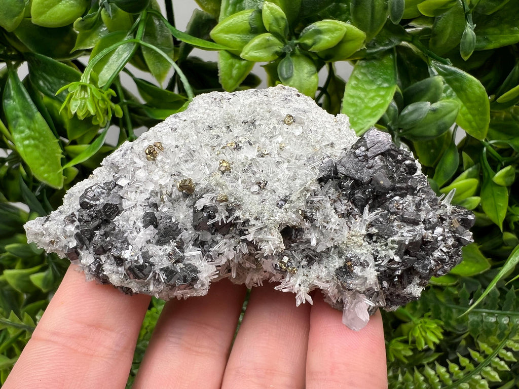 Wonderful melted Galena,Sphalerite calcite Pyrite on Quartz from Borieva mine Madan Bulgaria natural minerals souvenir crystal home decor cr