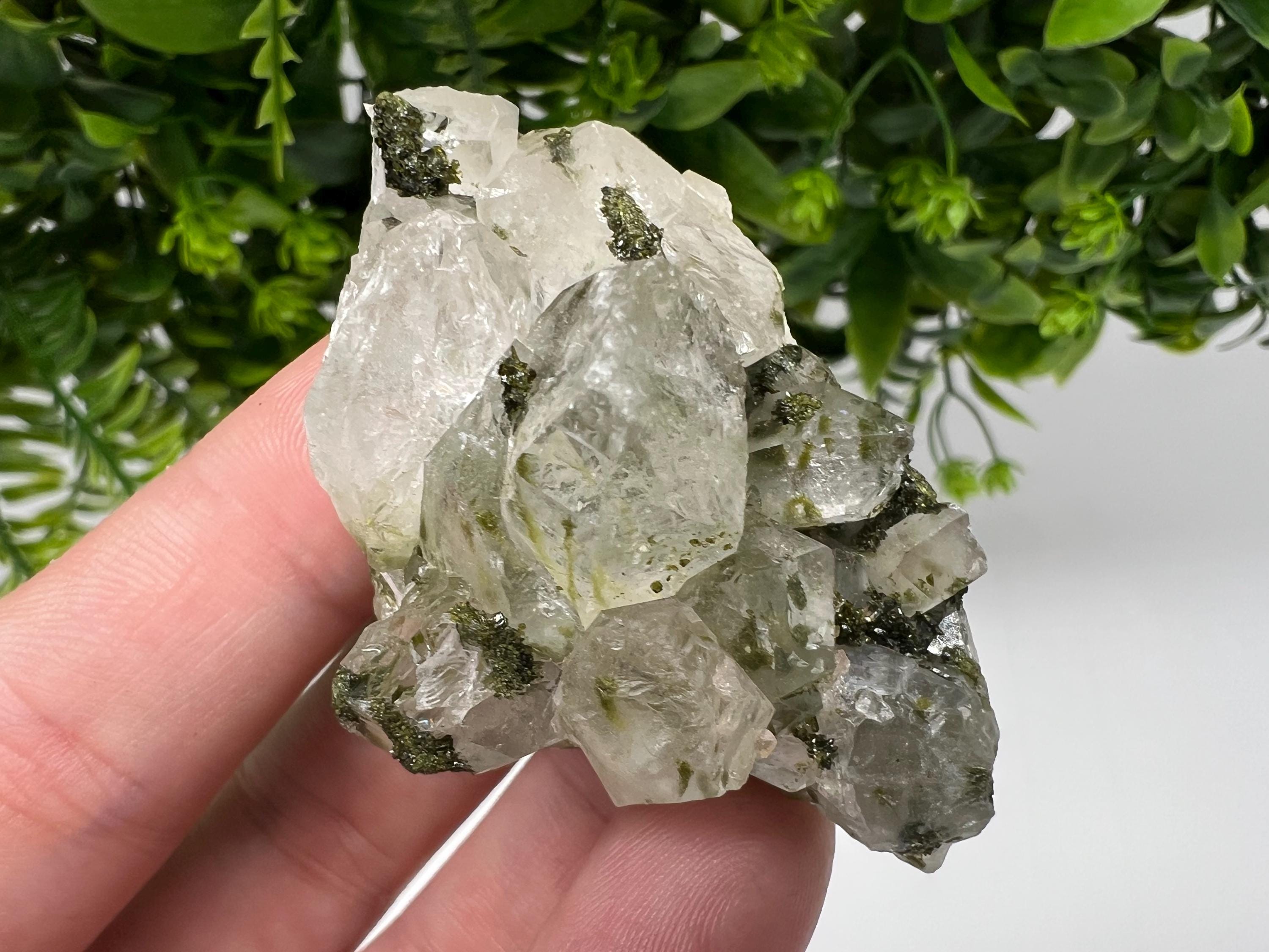 LARGE, Green Epidote with Quartz Crystals - Extremely Sparkly with Rainbows,souvenirs collection stone,gift,decor, Eastern Anatolian, Turkey