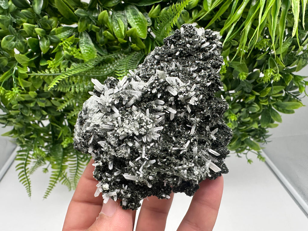 Quartz Crystal with Calcite and Chlorite, Borieva Mine, Bulgaria