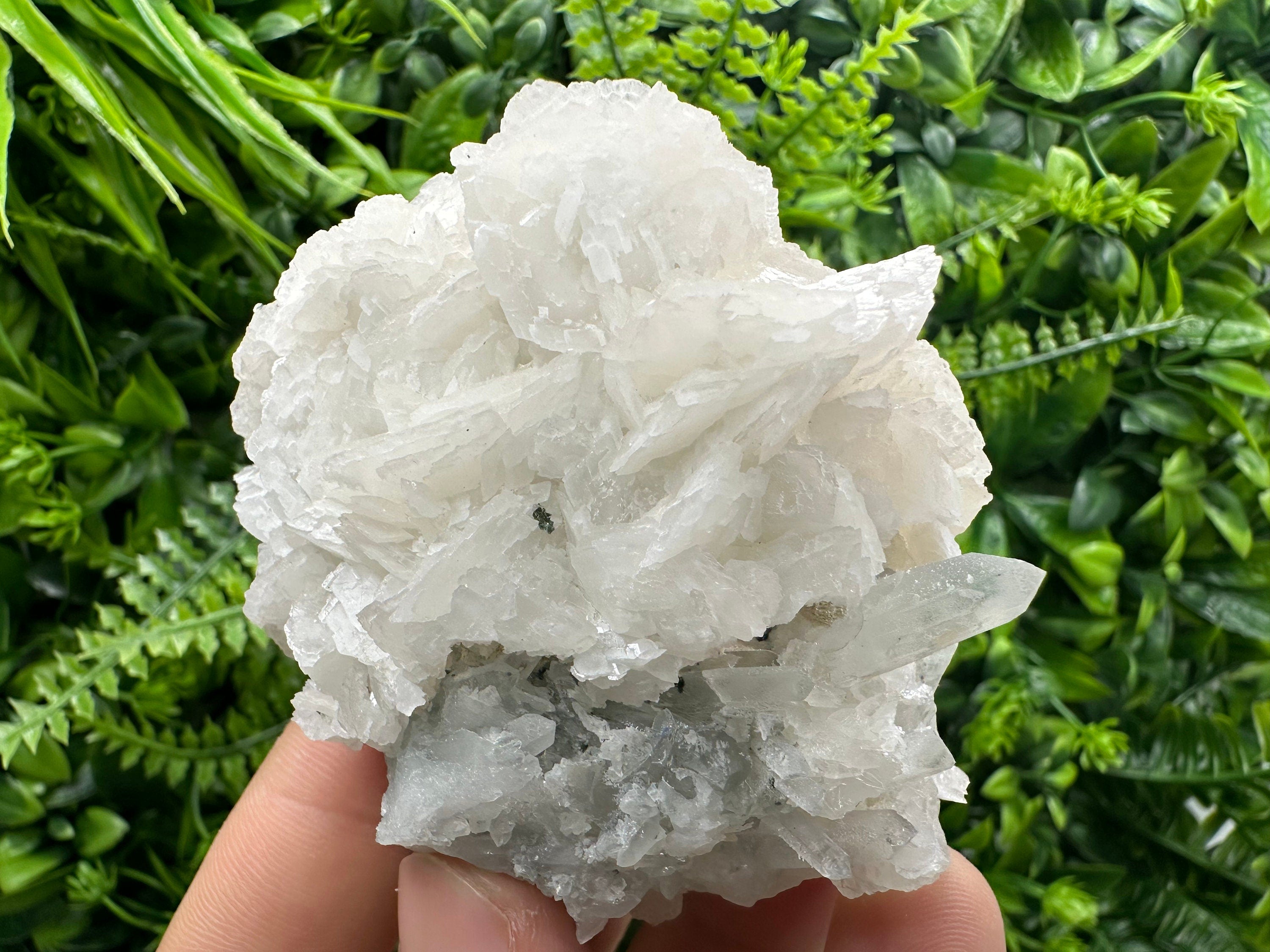 UV Calcite on Chlorite Matrix: Natural Mineral Specimen, Borieva Mine