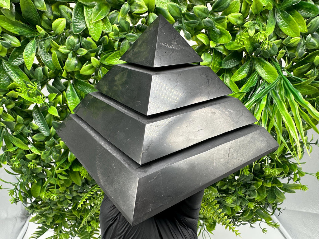 Polished Shungite Pyramid, Karelia Russia, EMF Protection, Sacred Geometry