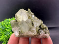 Rare Green Epidote with Quartz Crystals: Sparkly Rainbow Mineral Decor