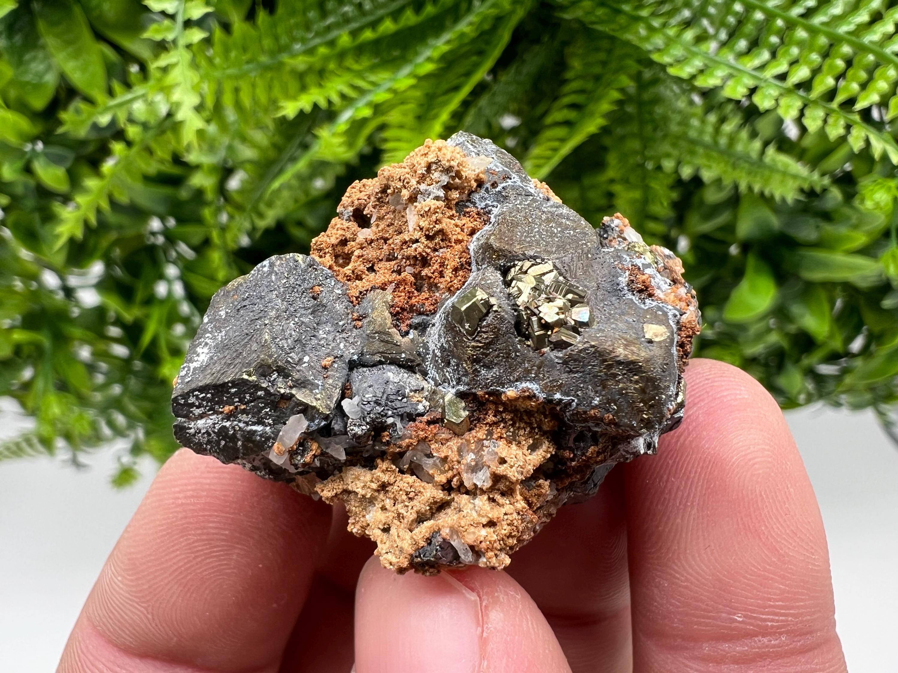 Chalcopyrite with Hematite on Siderite, Bulgaria Mineral Specimen