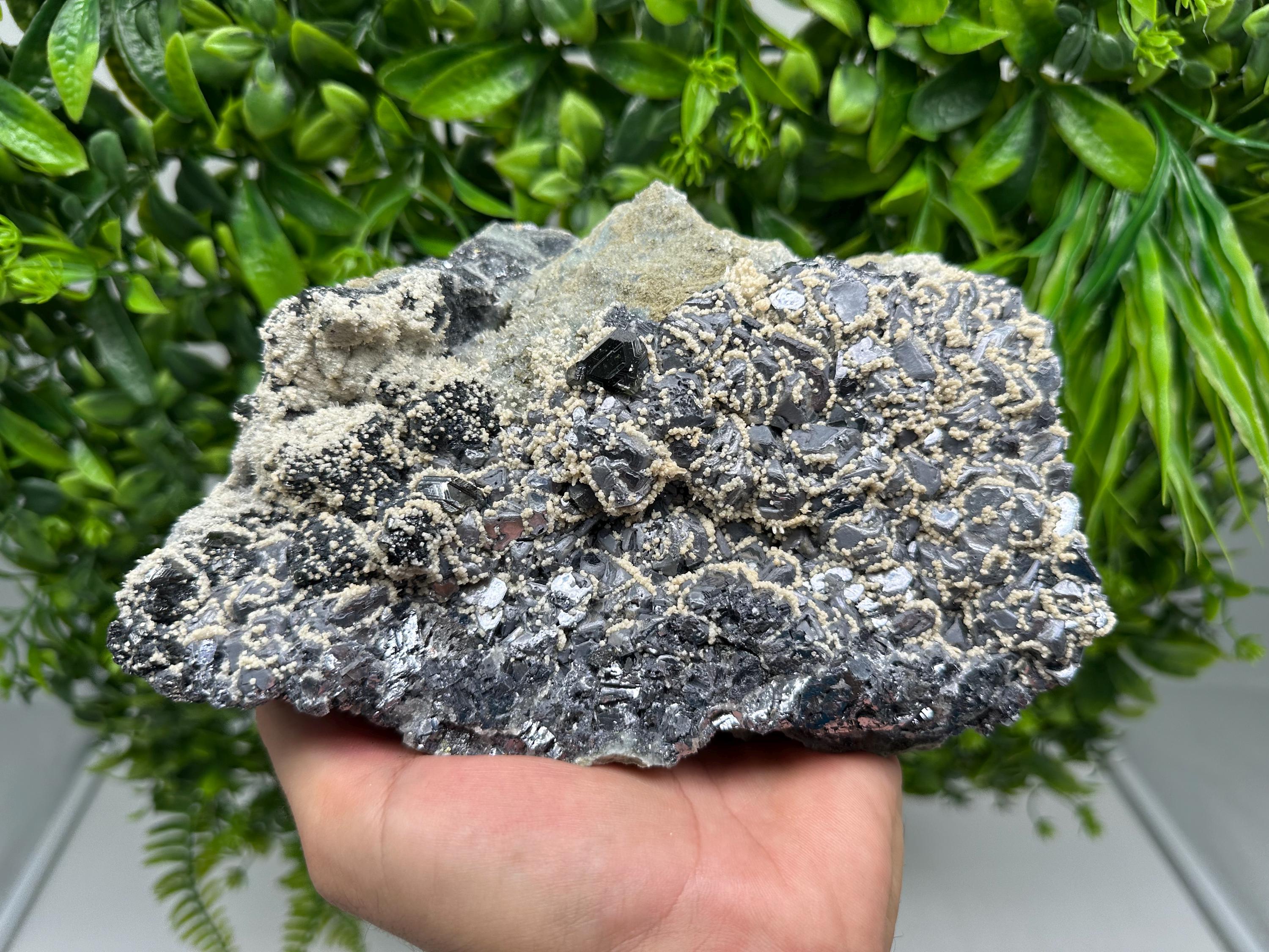 Skeletal Galena Mineral Specimen: Sphalerite, Quartz, Calcite - Krushev Dol Mine