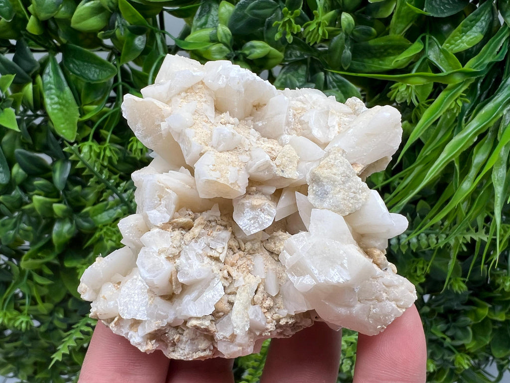 Calcite on Aragonite & Green Quartz: Djurcovo Mine, Bulgaria