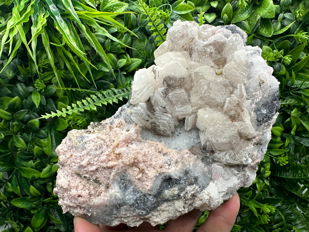 Rhodochrosite Calcite on Quartz Specimen: Collectible Mineral Decor