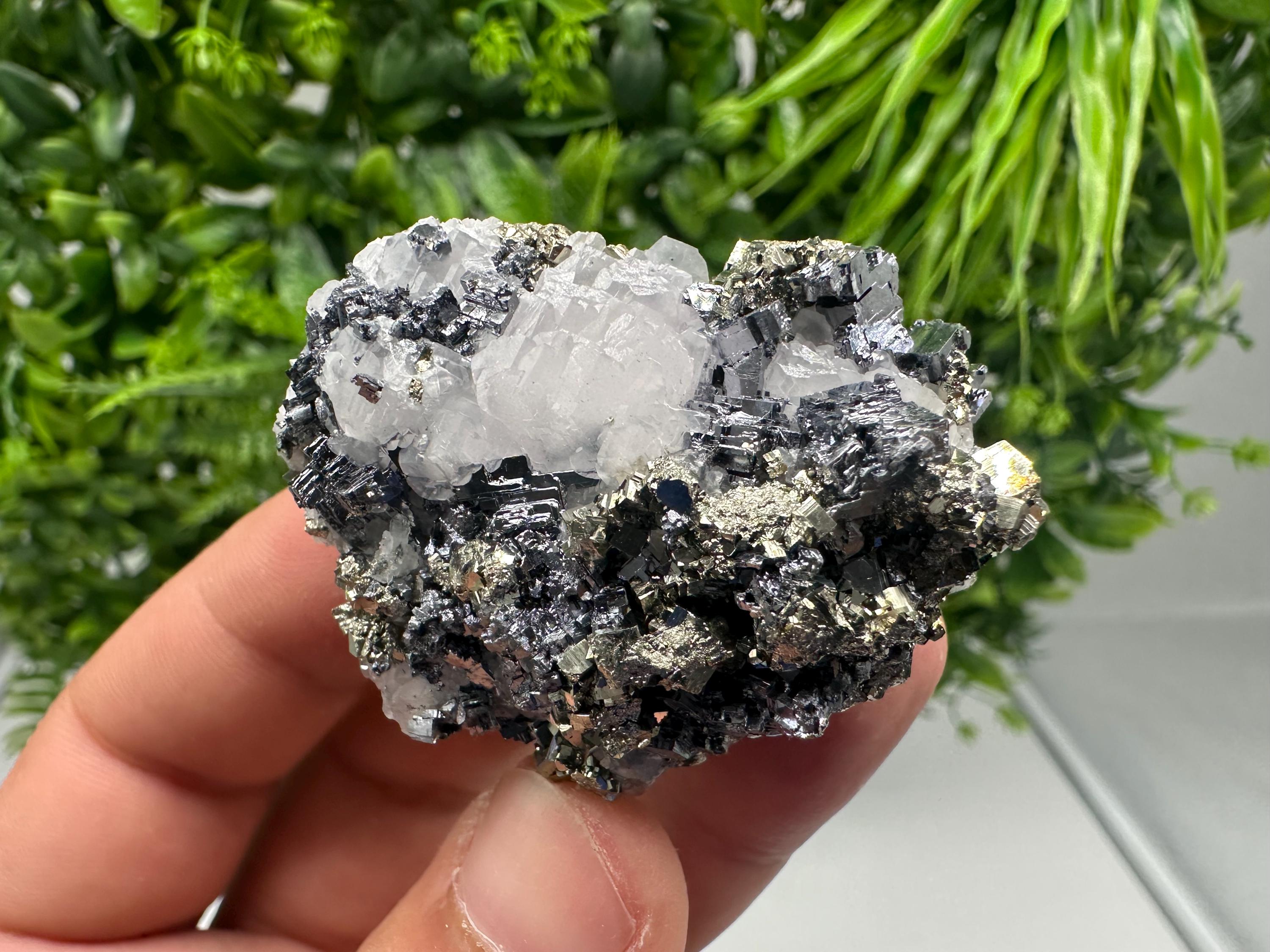 Calcite Pyrite on Galena with Quartz, Borieva Mine, Bulgaria