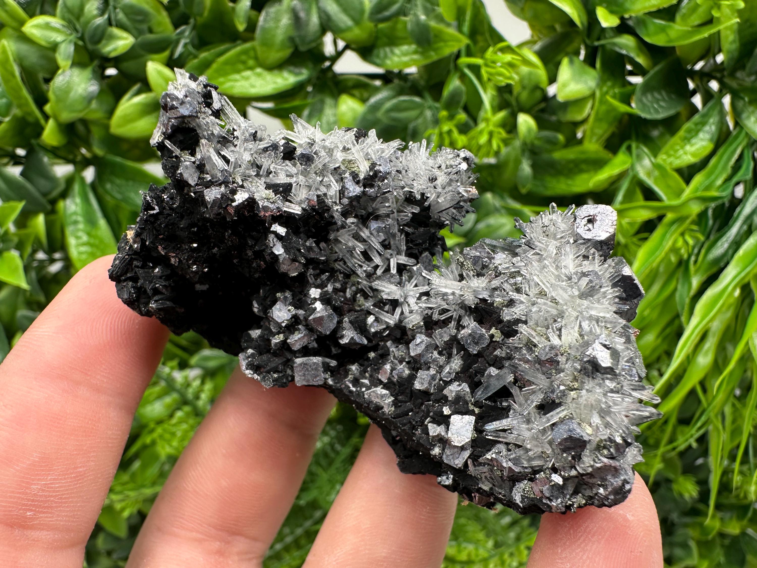 Galena, Quartz, Calcite on Chlorite, Borieva Mine Mineral Specimen