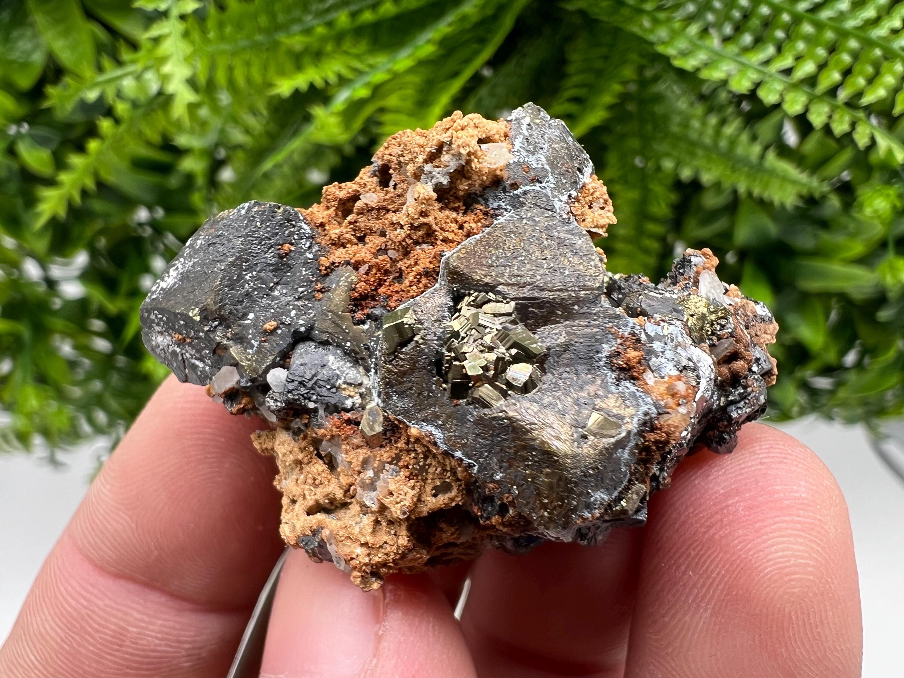 Chalcopyrite with Hematite on Siderite, Bulgaria Mineral Specimen
