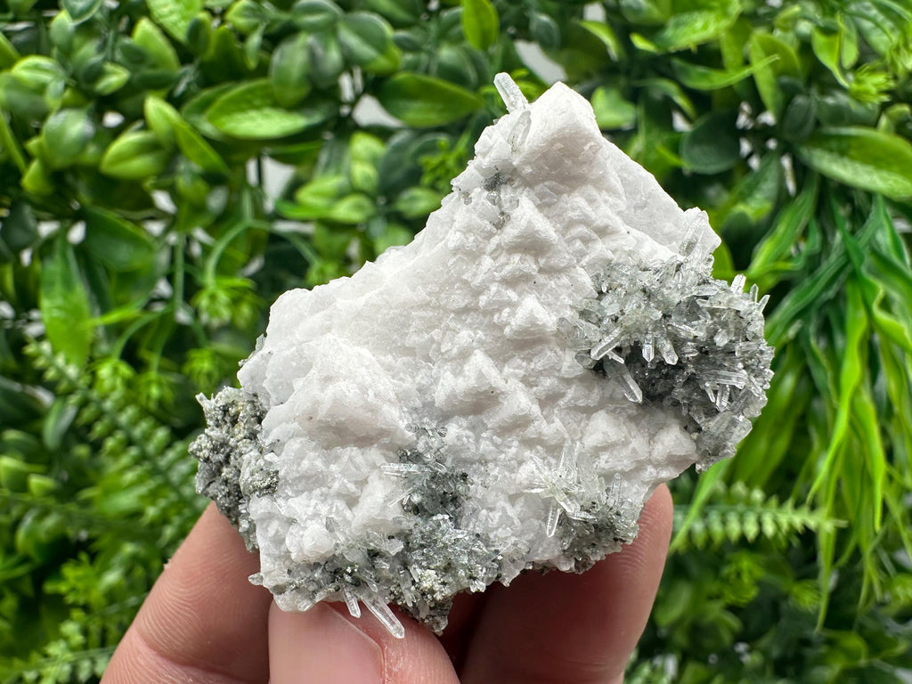Quartz Crystal on Calcite, Chlorite Matrix Mineral Specimen
