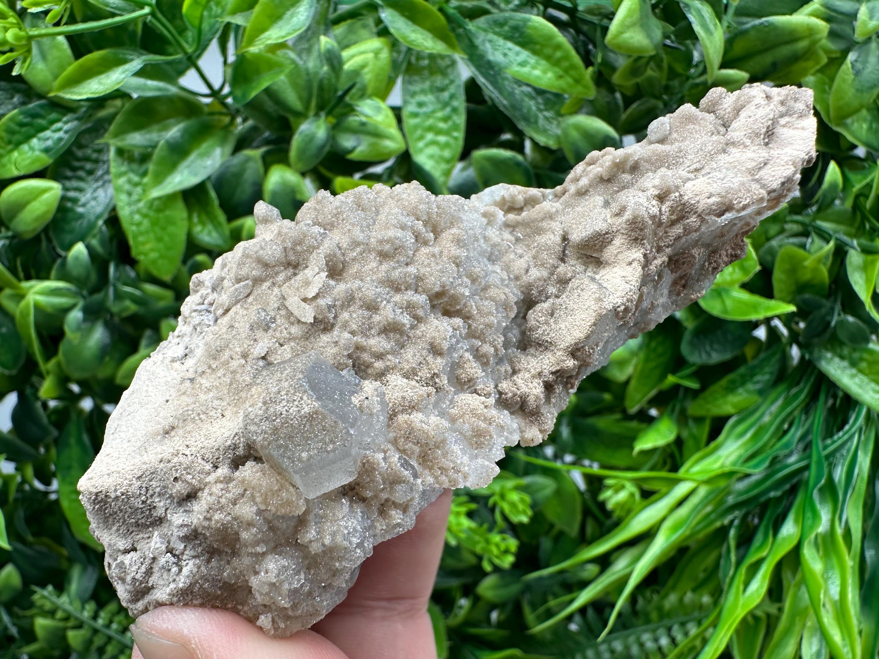 Transparent Apophyllite on Chalcedony, India Mineral Specimen