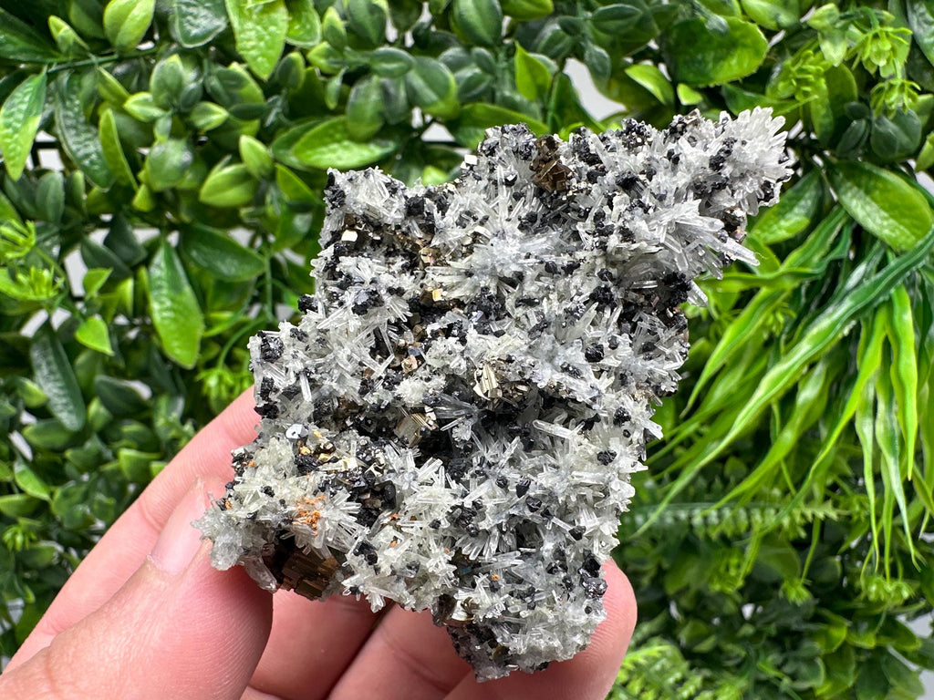 Pyrite on Needle Quartz, Madan Bulgaria, Mineral Specimen