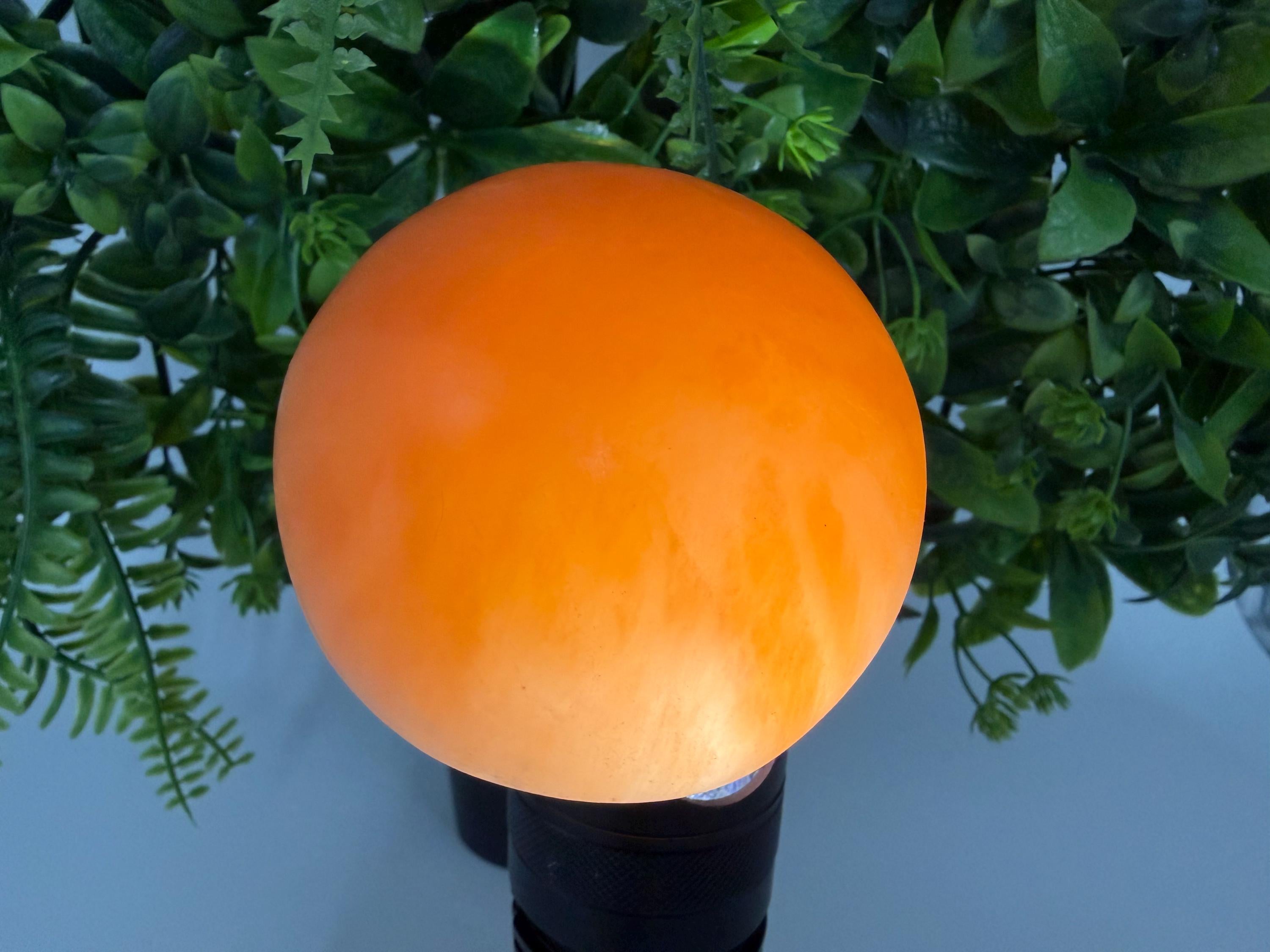 Orange Selenite Sphere – Natural Selenite Crystal Ball – Reiki Healing Crystal – Energy Cleansing Stone – Meditation Crystal Spiritual Decor