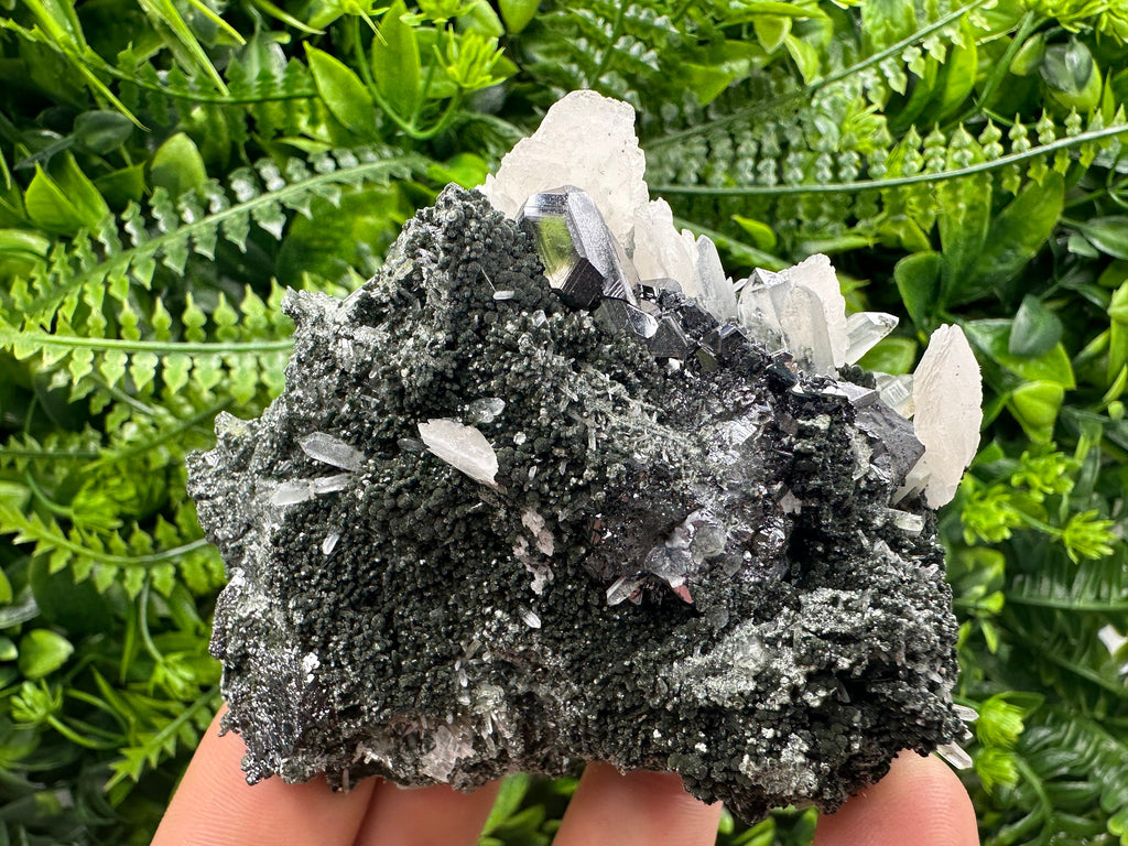 Sphalerite on Quartz: Natural Mineral Specimen, Home Decor Stone