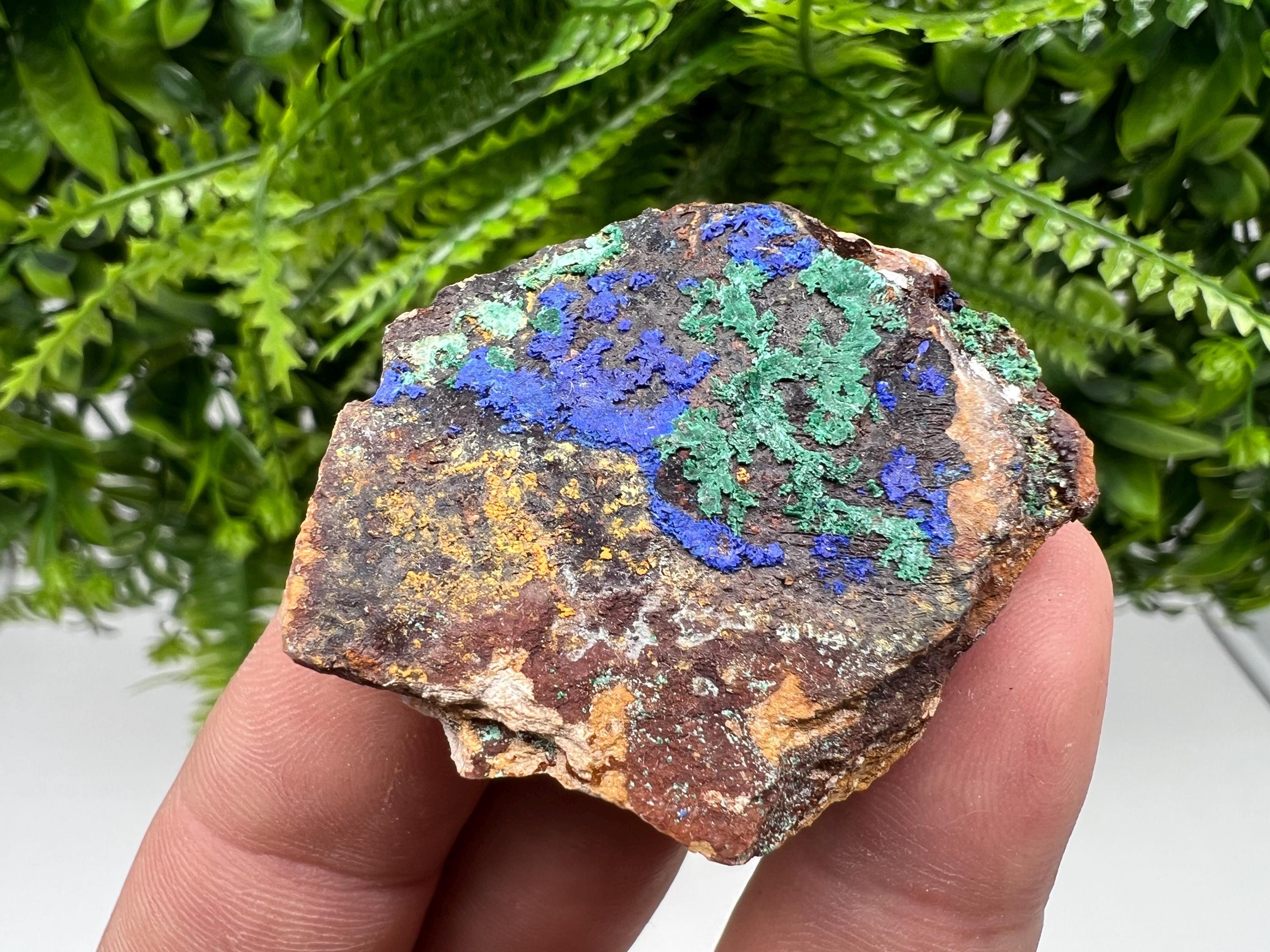 Moroccan Azurite and Malachite Mineral Specimen, Rare Crystal Collection