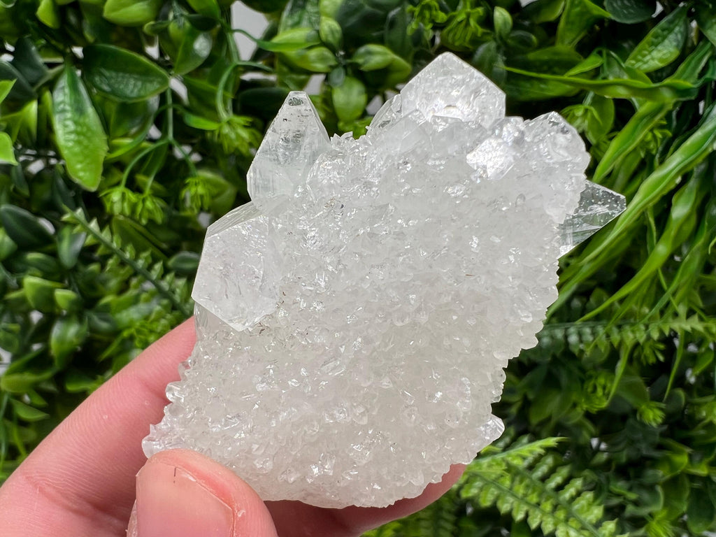 Transparent Apophyllite on Chalcedony, Natural Crystal Specimen, India Minerals