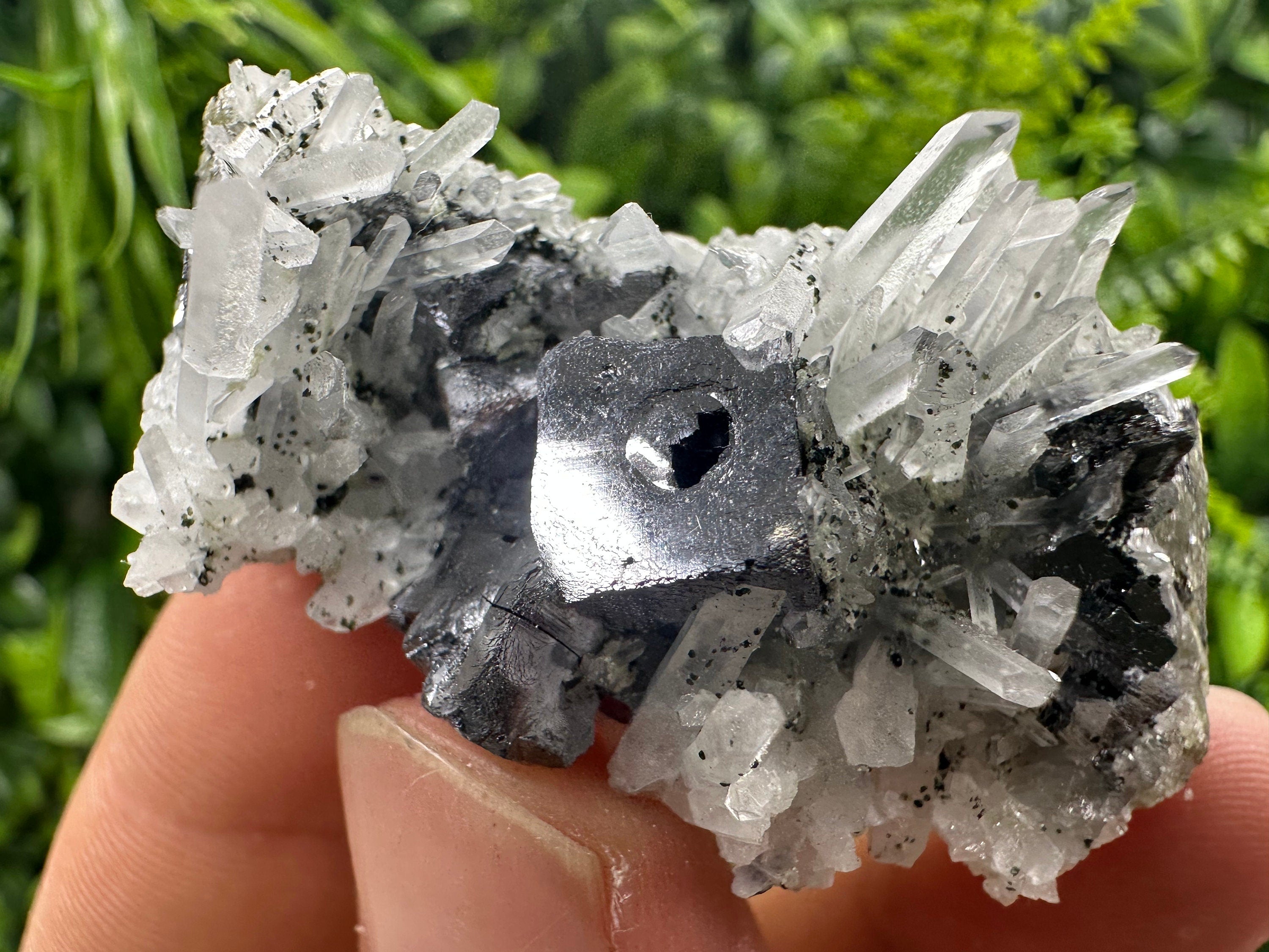 Galena on Quartz Mineral Specimen, Bulgaria Origin
