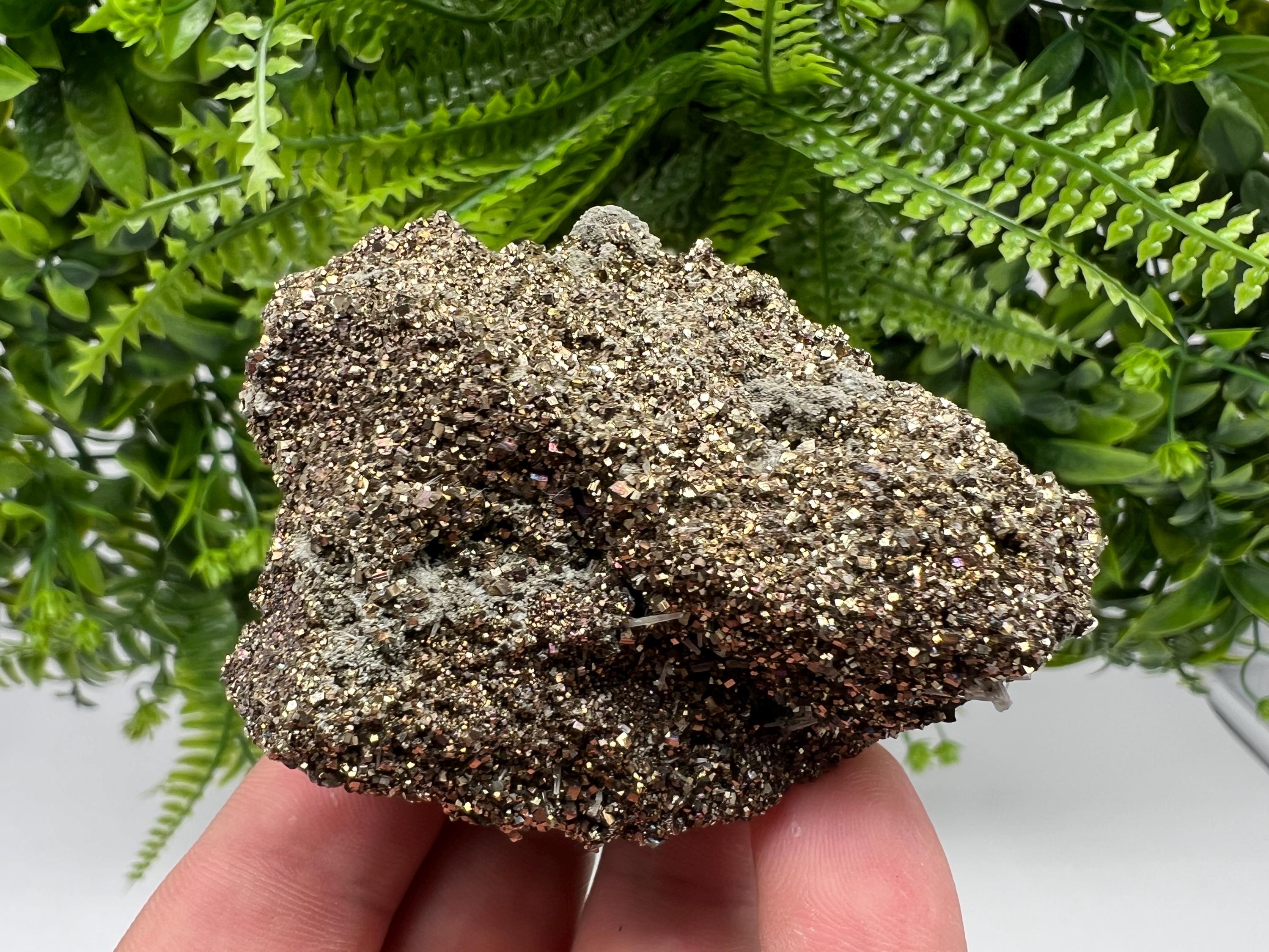 Pyrite on Green Quartz Specimen, Borieva Bulgaria Mineral Decor