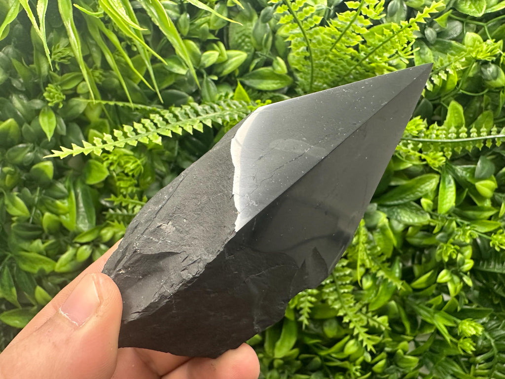 10cm Polished Shungite Crystal: EMF Protection Stone