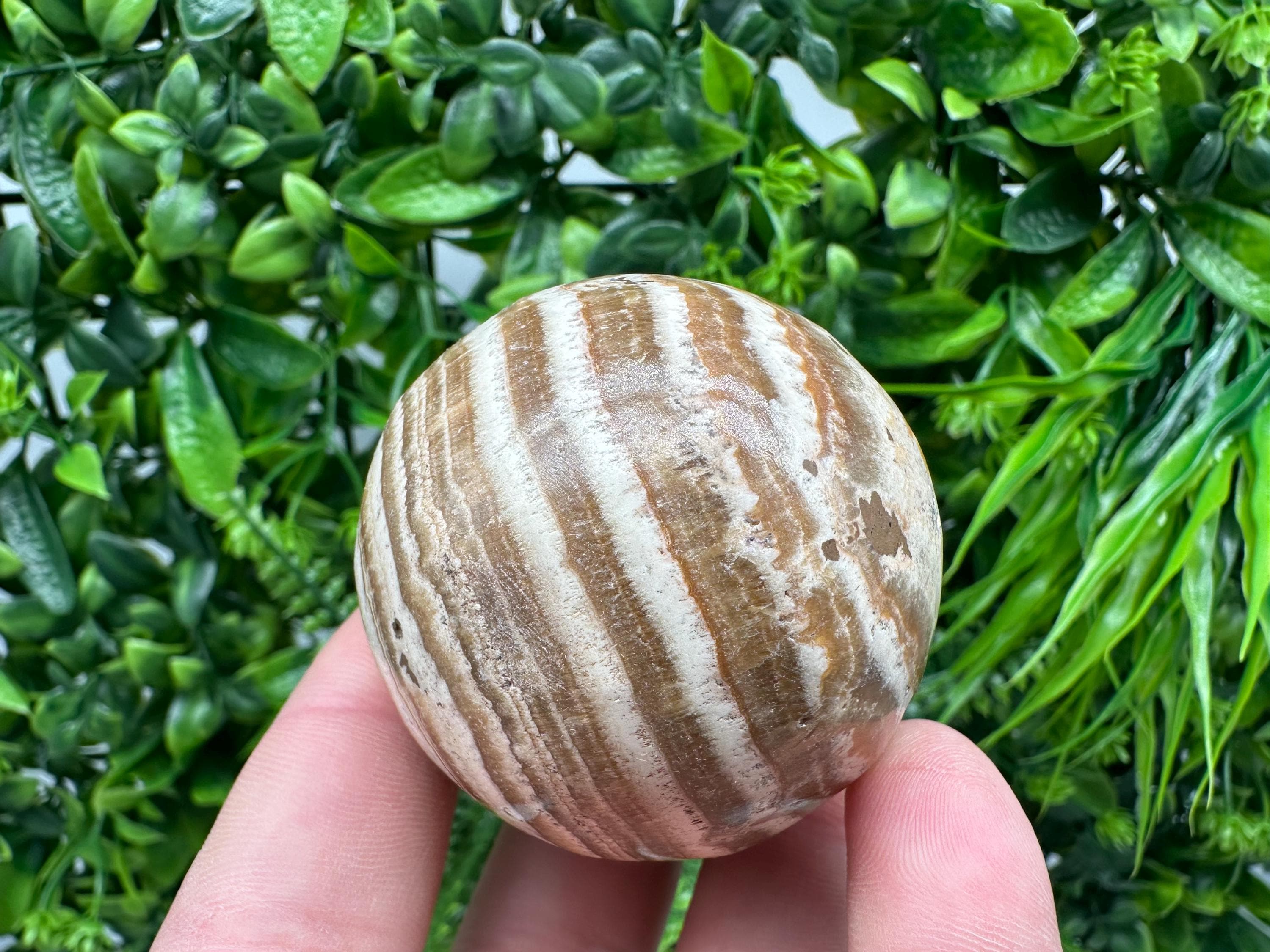Polished Aragonite Stone Sphere: Handmade Home Decor, Healing Crystal Ball