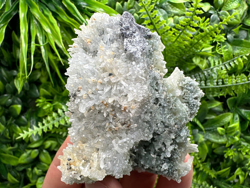 Chlorite Quartz Cluster: Bulgarian Mineral Specimen, Home Decor Stone