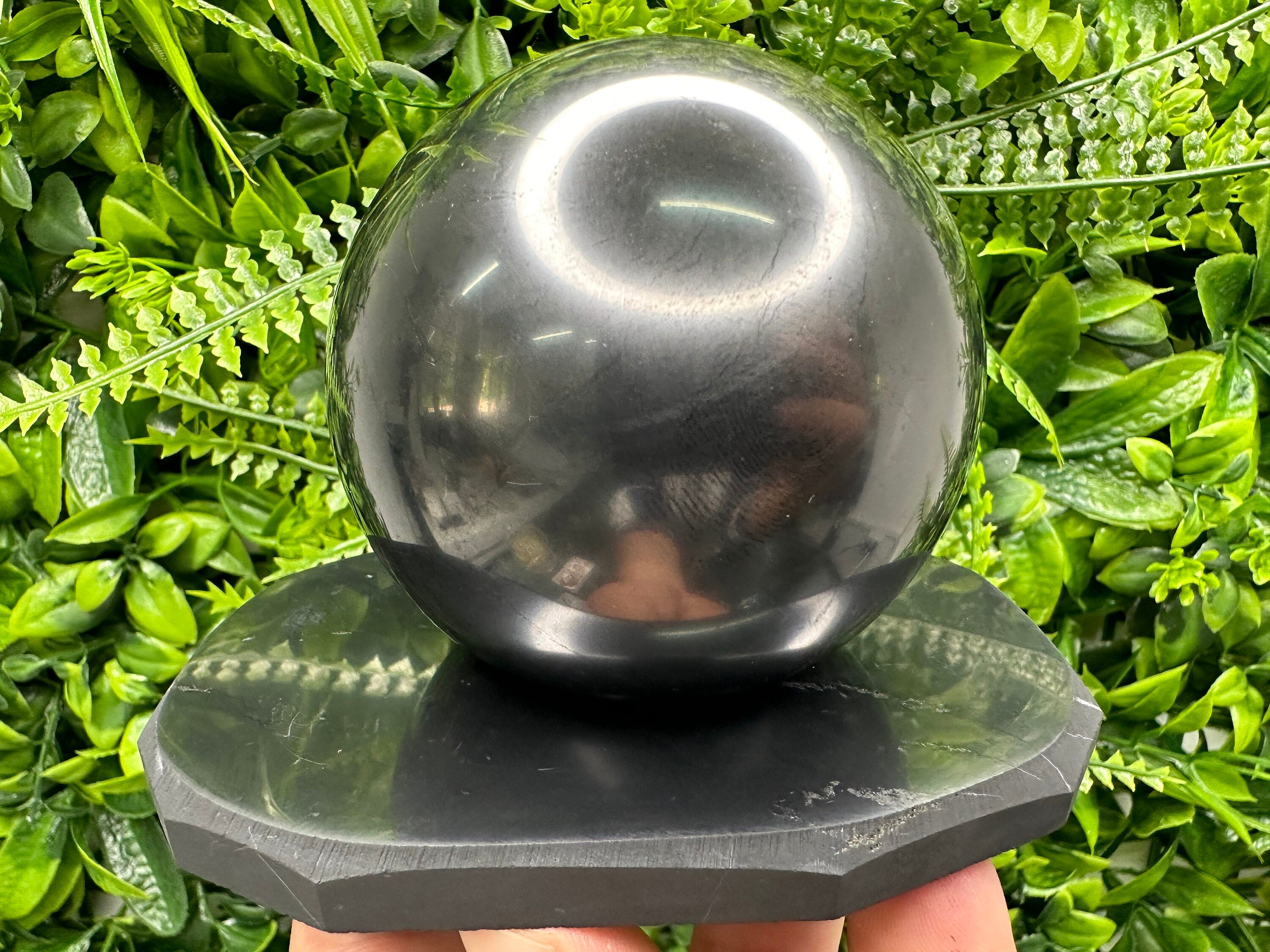 7cm Shungite Sphere: Polished EMF Protection Crystal