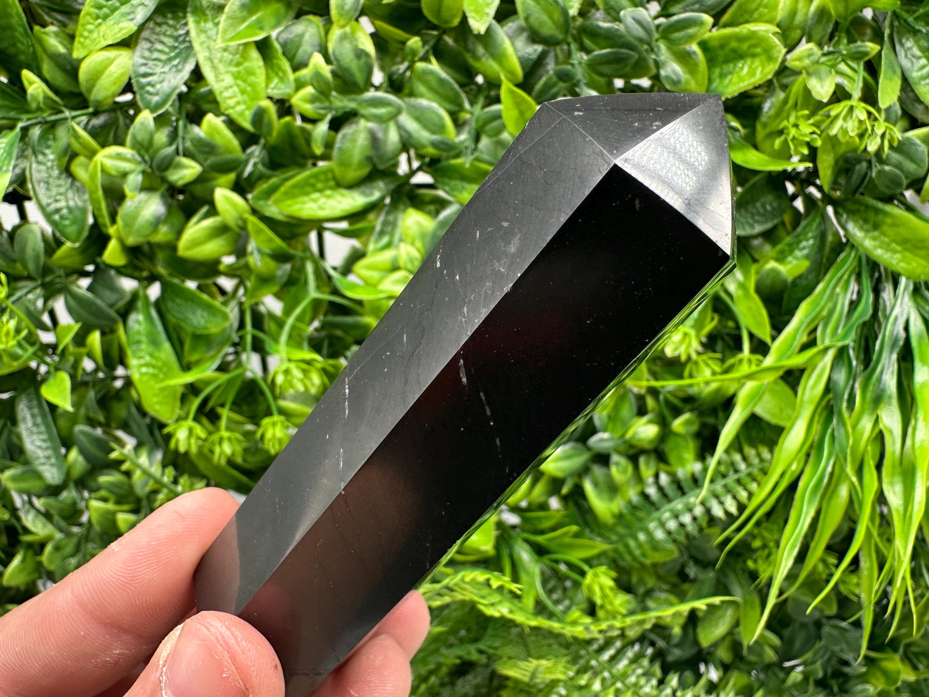 Shungite Stone Tower: EMF Neutralizer, Energy Protection, Crystal Decor (10cm)