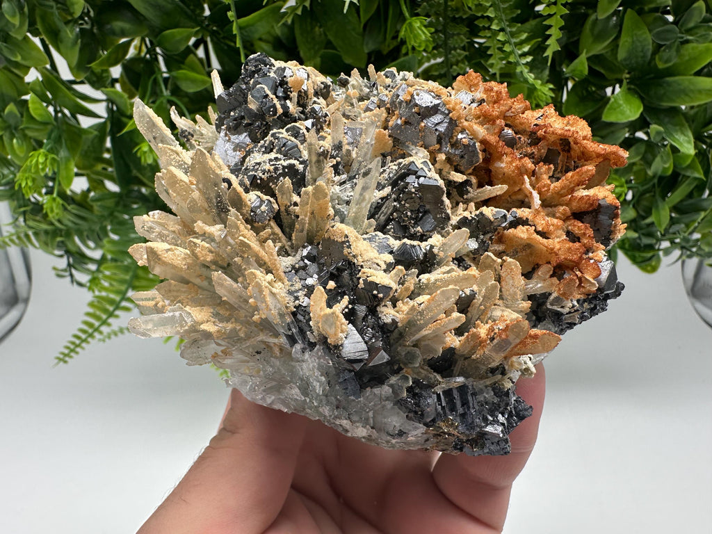 Amazing Galena spinel law on Quartz whit Siderite,from Krushev dol mine,Bulgaria,natural,collection mineral specimen,home decor crystal,souv