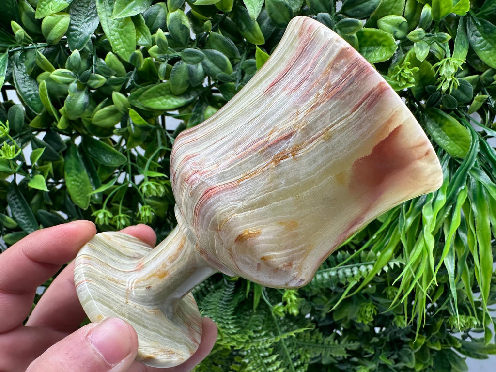 Vintage Onyx Goblet: Natural Stone Wine Cup, Barware (12cm)